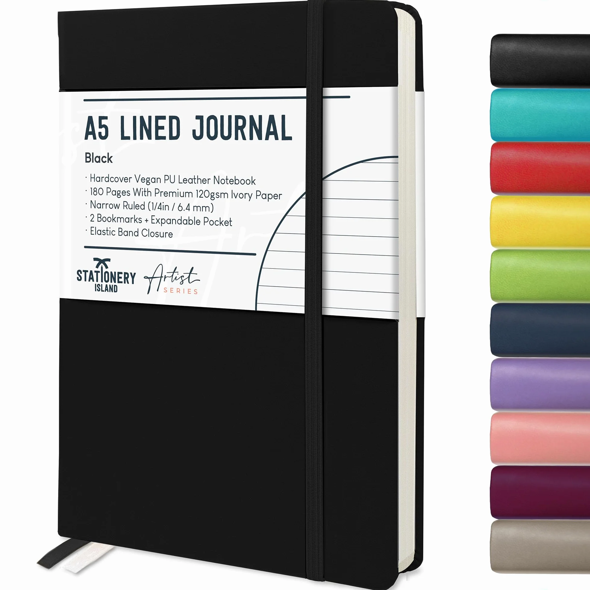 Carnet de Notes A5 Couverture Rigide Ligné 120 g/m² 180 Pages Papier Épais