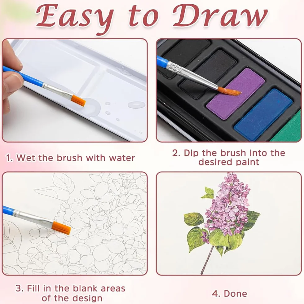 Cahier Aquarelle Adulte avec Pigment Pinceau Kit Aquarelle Débutant