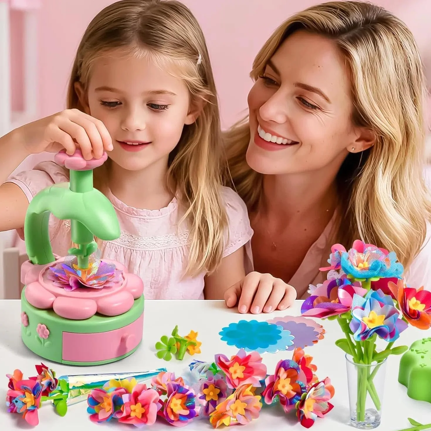 Kit Création Bouquet de Fleurs DIY pour Fille 6 Ans+ avec Machine à Fleurs, Jouet Créatif Cadeau Anniversaire