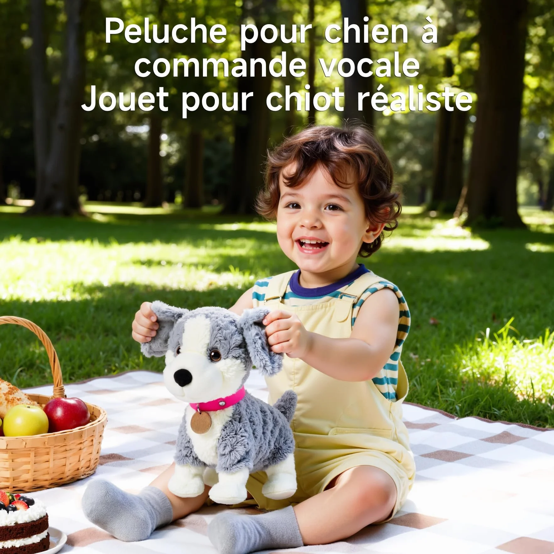 Peluche Chien Interactif à Commande Vocale, Marche, Parle, Aboie, Jouet Électronique pour Enfant 3+