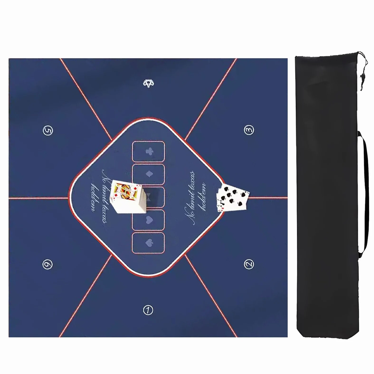Tapis de mah-Jong, Tapis de Table Majiang, Tapis Mahjong épais, carré avec Sac Rangement(Blu,70cm/27.55in)
