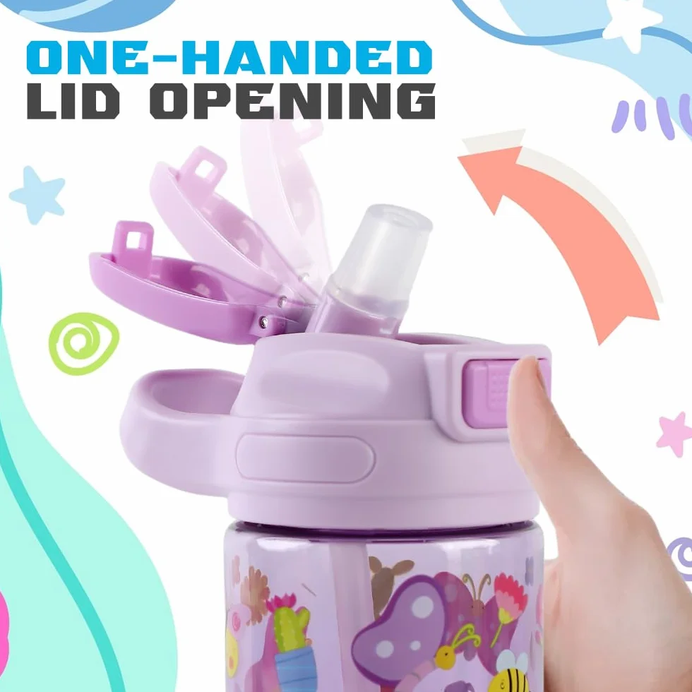 Gourde Enfant 400ml Anti Fuite Sans BPA avec Paille Papillon