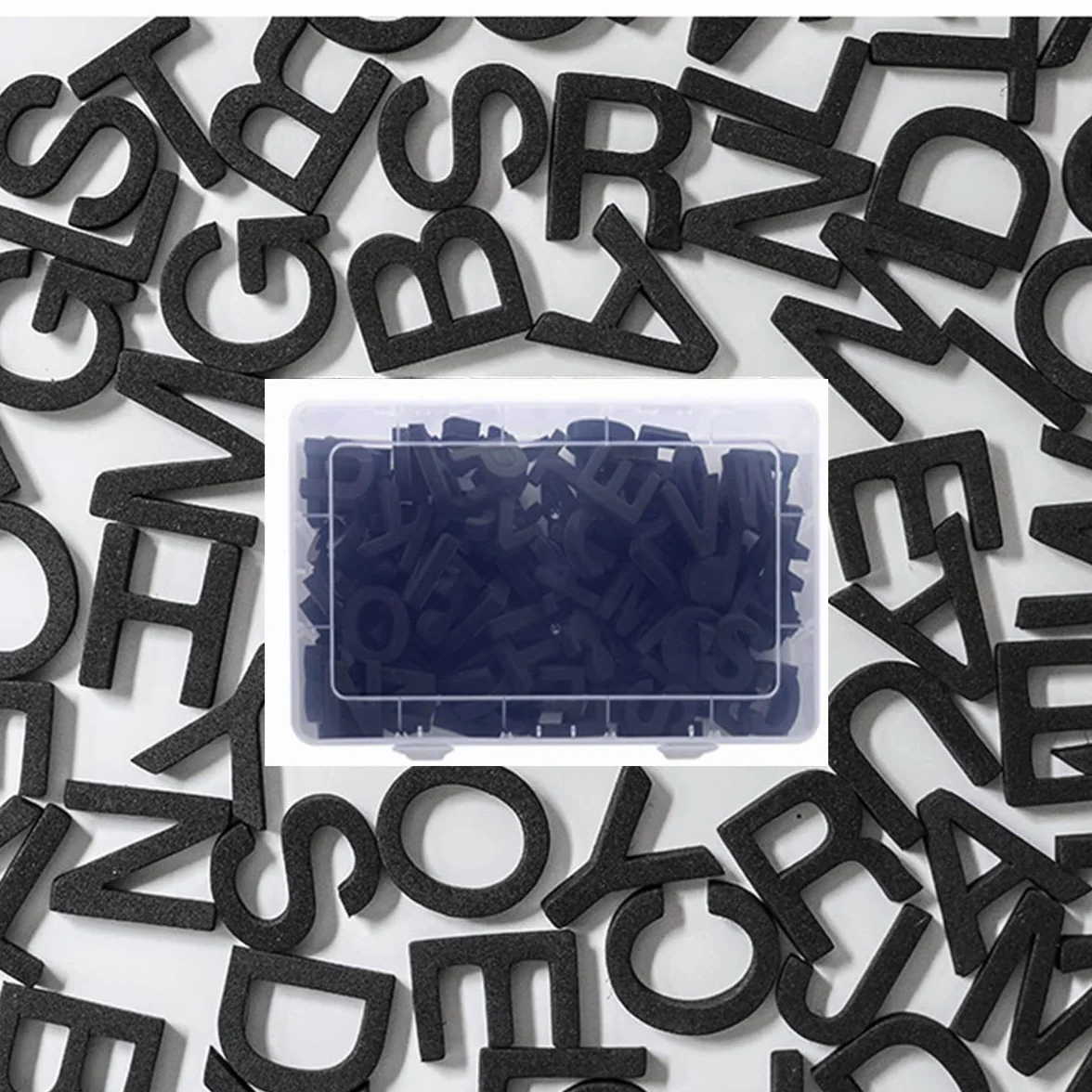 Lettres magnétiques pour réfrigérateur - Lot de 124 - Noir