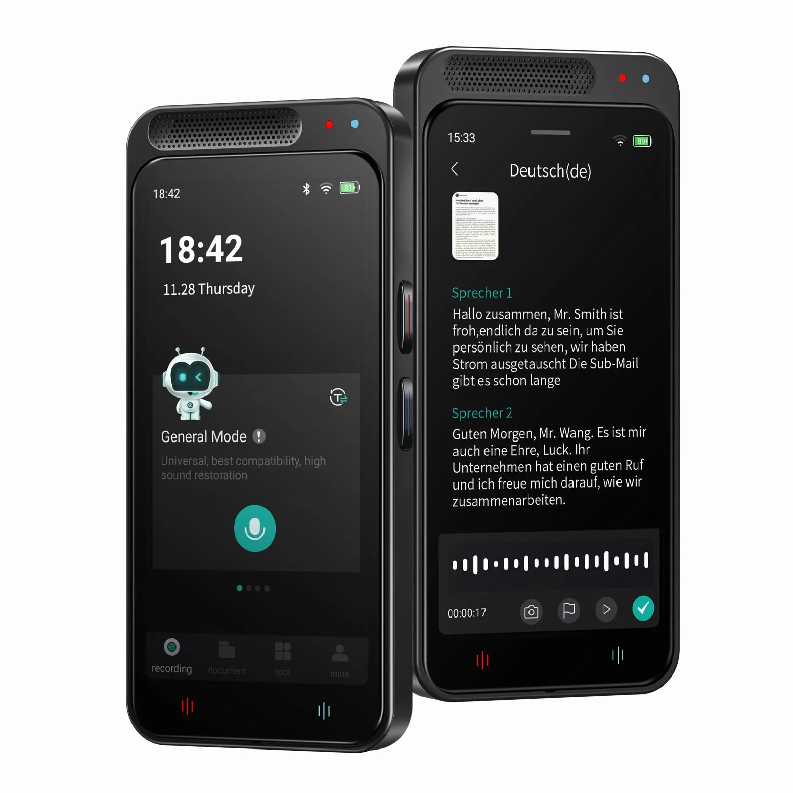 Note AI Dictaphone Numérique avec Transcription Gratuite, Résumé, Traduction en Ligne Hors Ligne, 134 Langues, Enregistreur AI pour Conférences