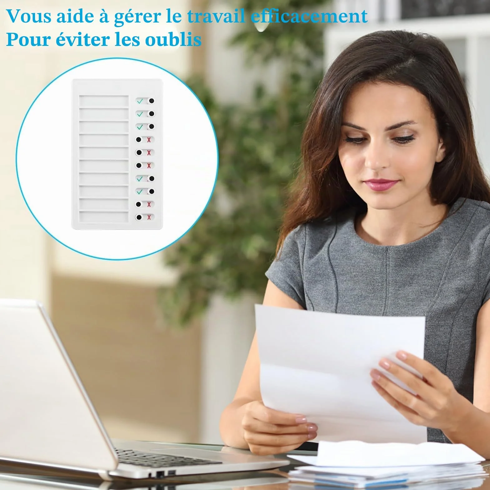 Tableau de mémo en plastique avec liste de contrôle réutilisable amovible et bloc-notes pour planification quotidienne des tâches