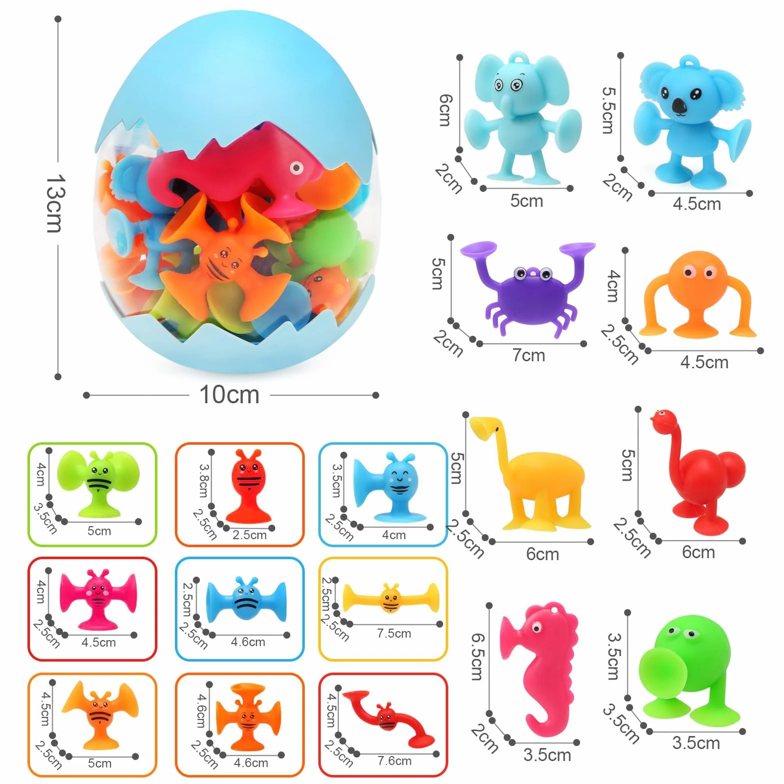 Jouets à Ventouse Silicone 26 Pièces Jouets de Bain Animaux Sensoriels Interactifs pour Enfants 3-7 Ans Garçons Filles
