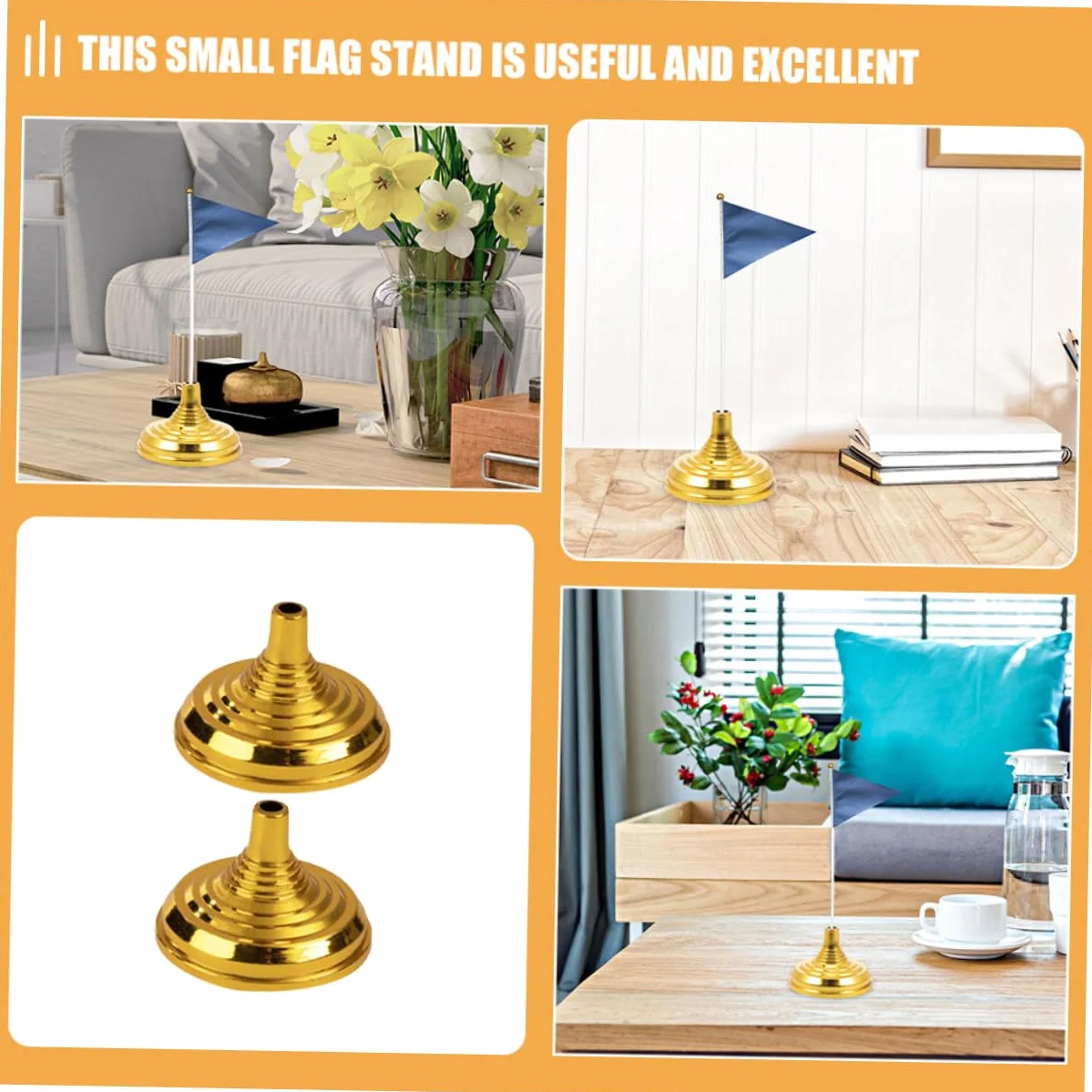 20 Pièces Mini Porte-Drapeau Rond Support De Bureau 2.17x2.17x1.38 Pouces Pour Petits Drapeaux De Table Décoration
