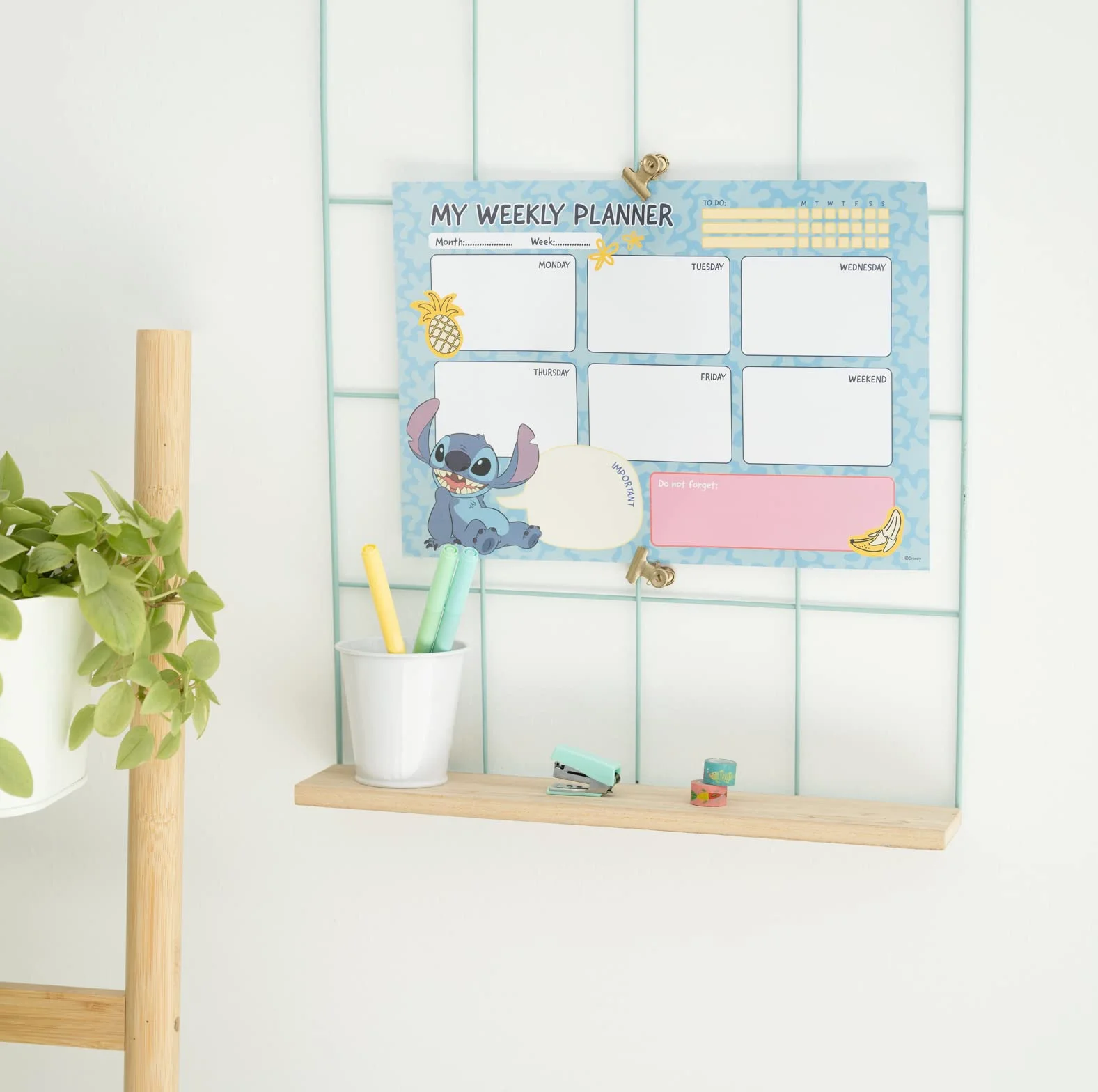 Grupo Erik Bloc Notes A4 Semainier Disney Stitch Sous-Main Bureau Planner Hebdomadaire Papeterie
