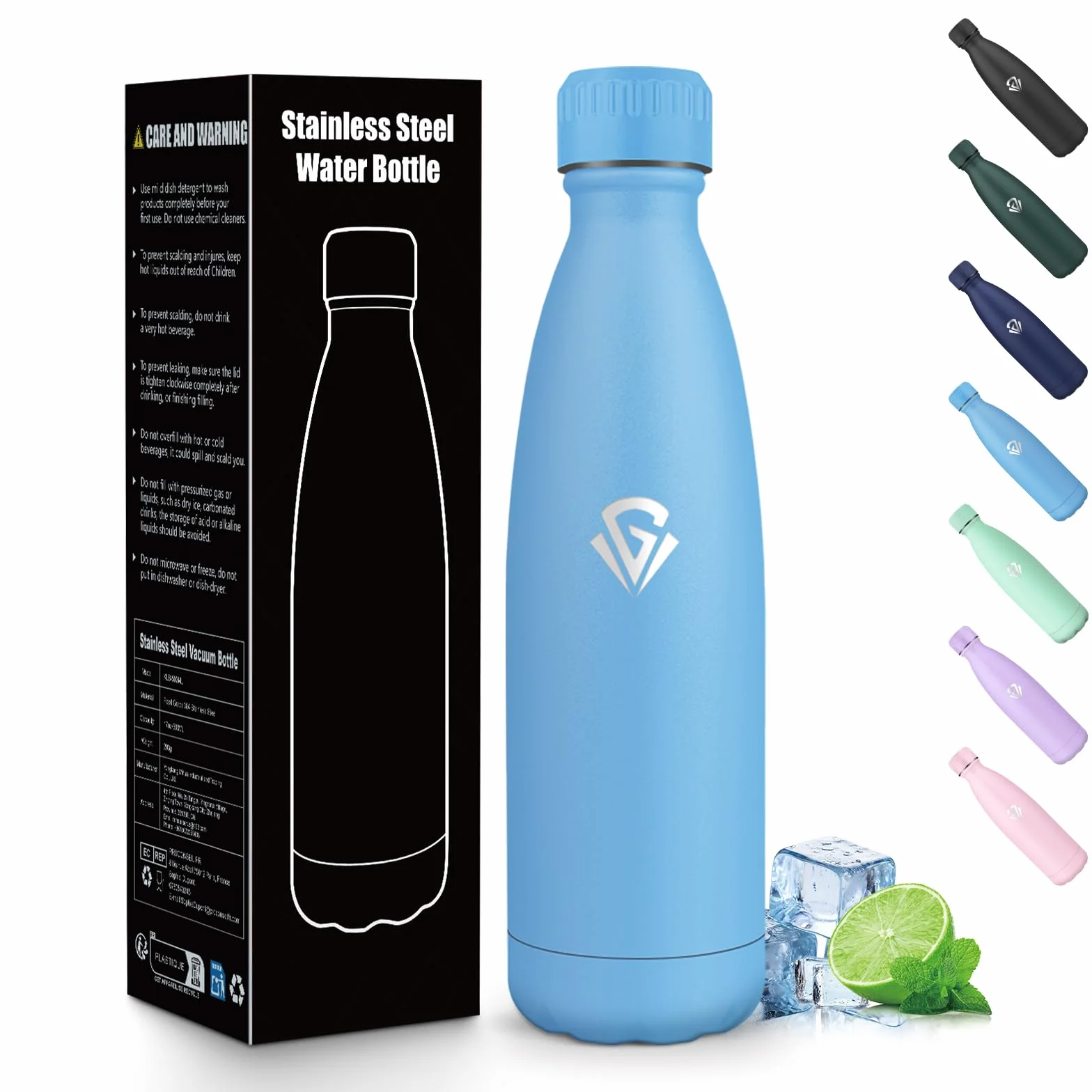 Gourde Isotherme 500ML Acier Inoxydable 18/8 Bouteille Isotherme Sans BPA Étanche Double Isolation