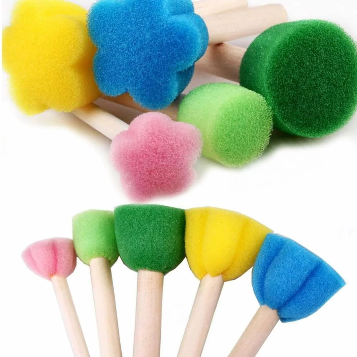 Alfven Éponge Brosses de Peinture Enfant, 24pcs Kit Peinture Enfant Pinceaux éponge pour Enfants kit d'apprentissage DIY