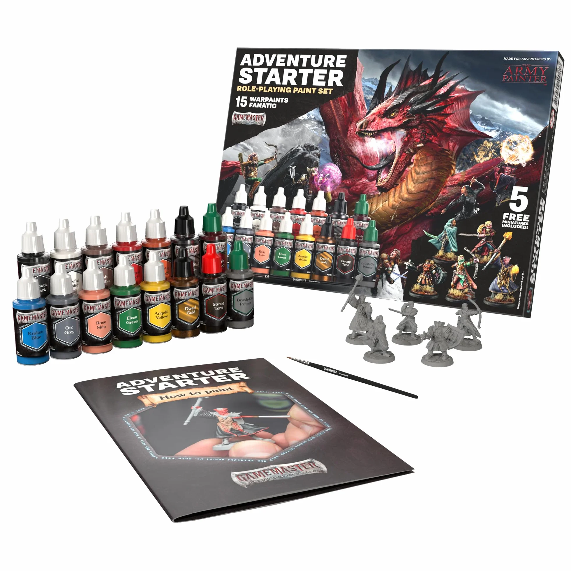 The Army Painter GameMaster: Adventure Starter Role 15x18ml Warpaints Fanatic Peintures Acryliques avec Primer et Pinceau