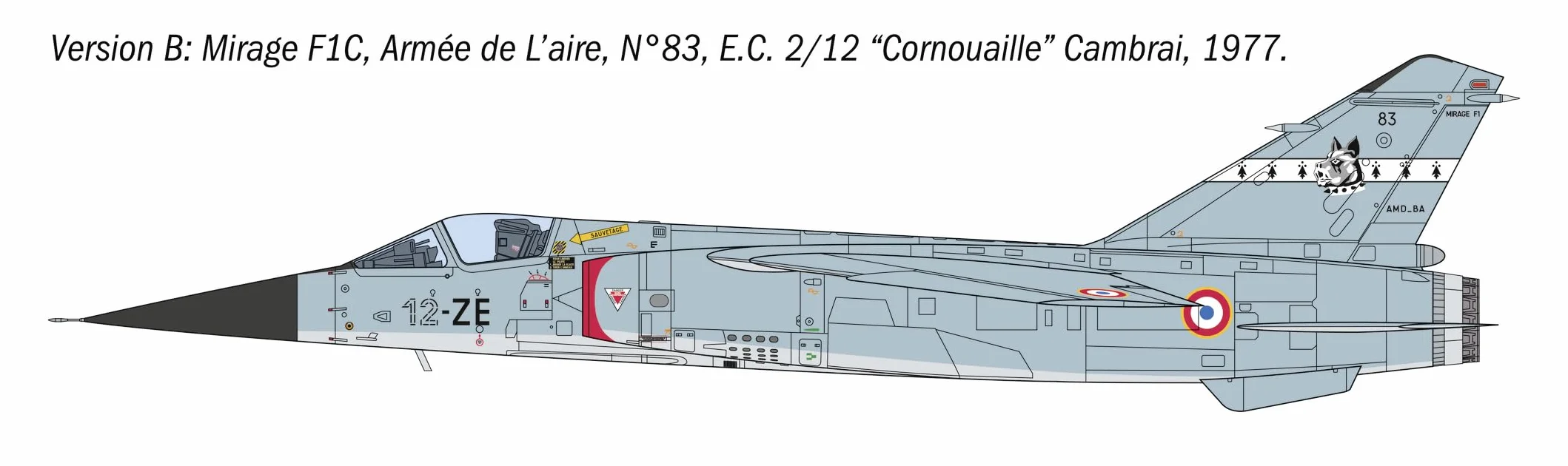 Italeri 2839 1:48 Mirage F.1 Kit de Construction en Plastique Gris