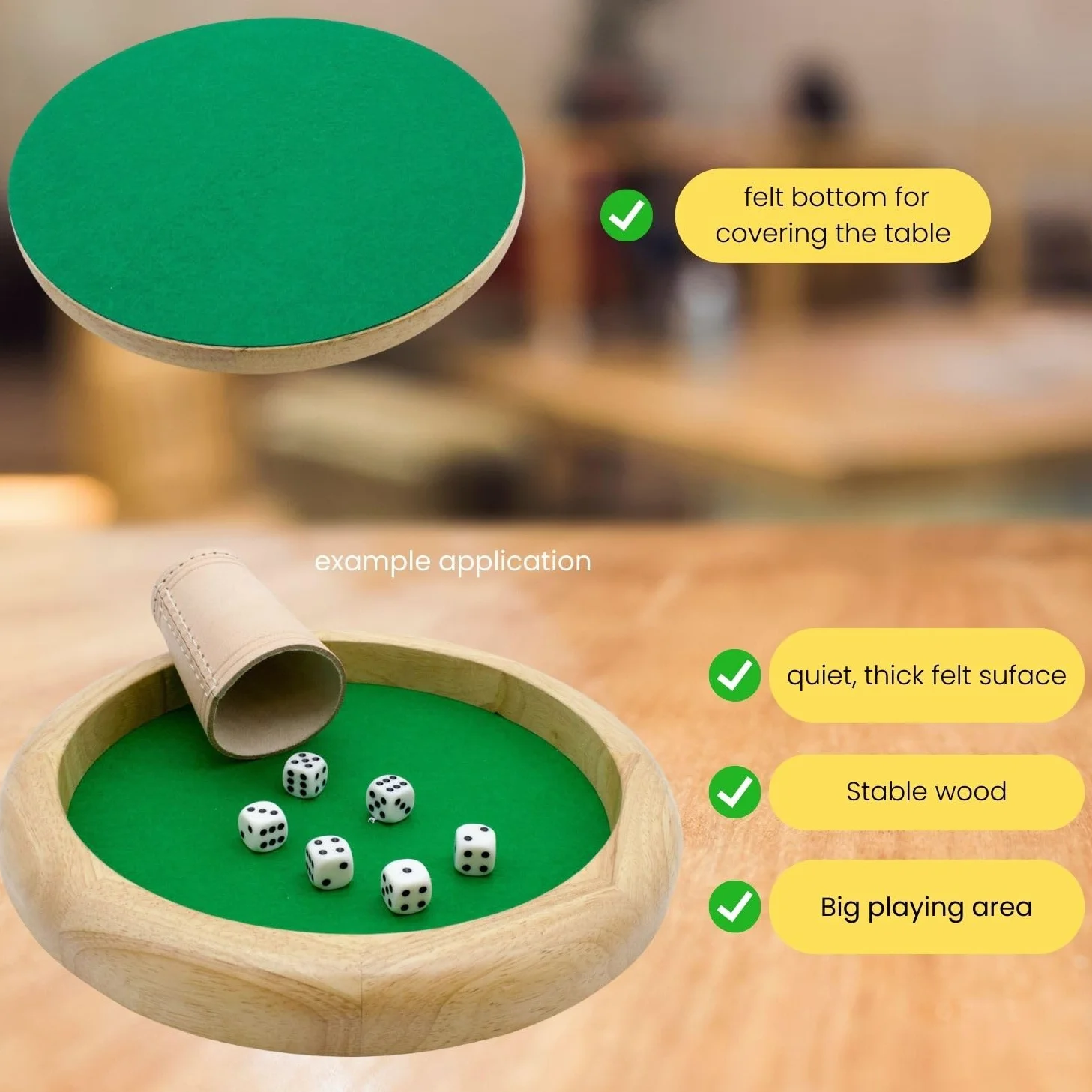 GICO Piste de Jeu de dés Planche à dés Ronde Bois 30 cm H 3,5 cm