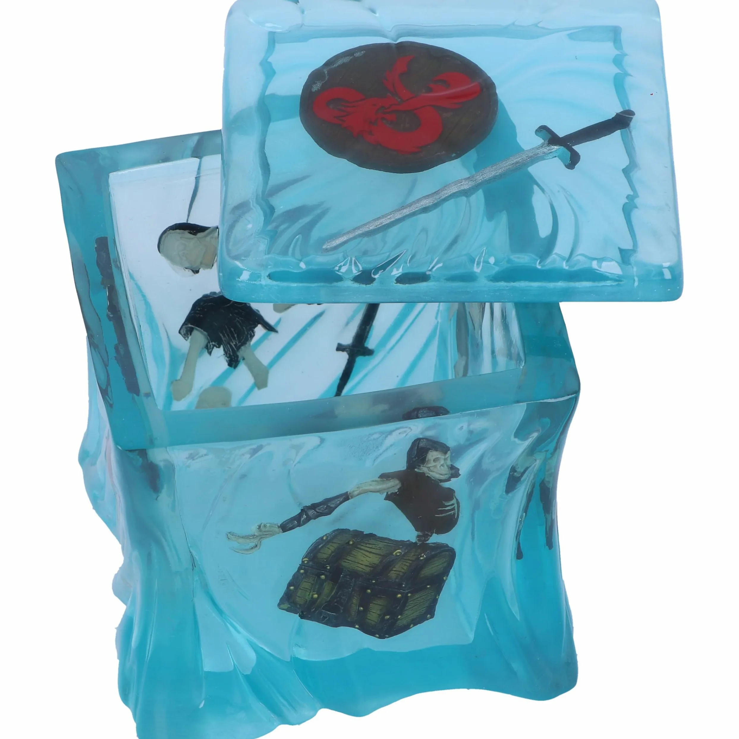 Nemesis Now Dungeons & Dragons Gelatinous Cube Boîte à dés 11 cm Résine Bleu Produit sous licence officielle D&D Boîte à dés gélatineux translucide, coulée dans la meilleure résine, peinte à la main