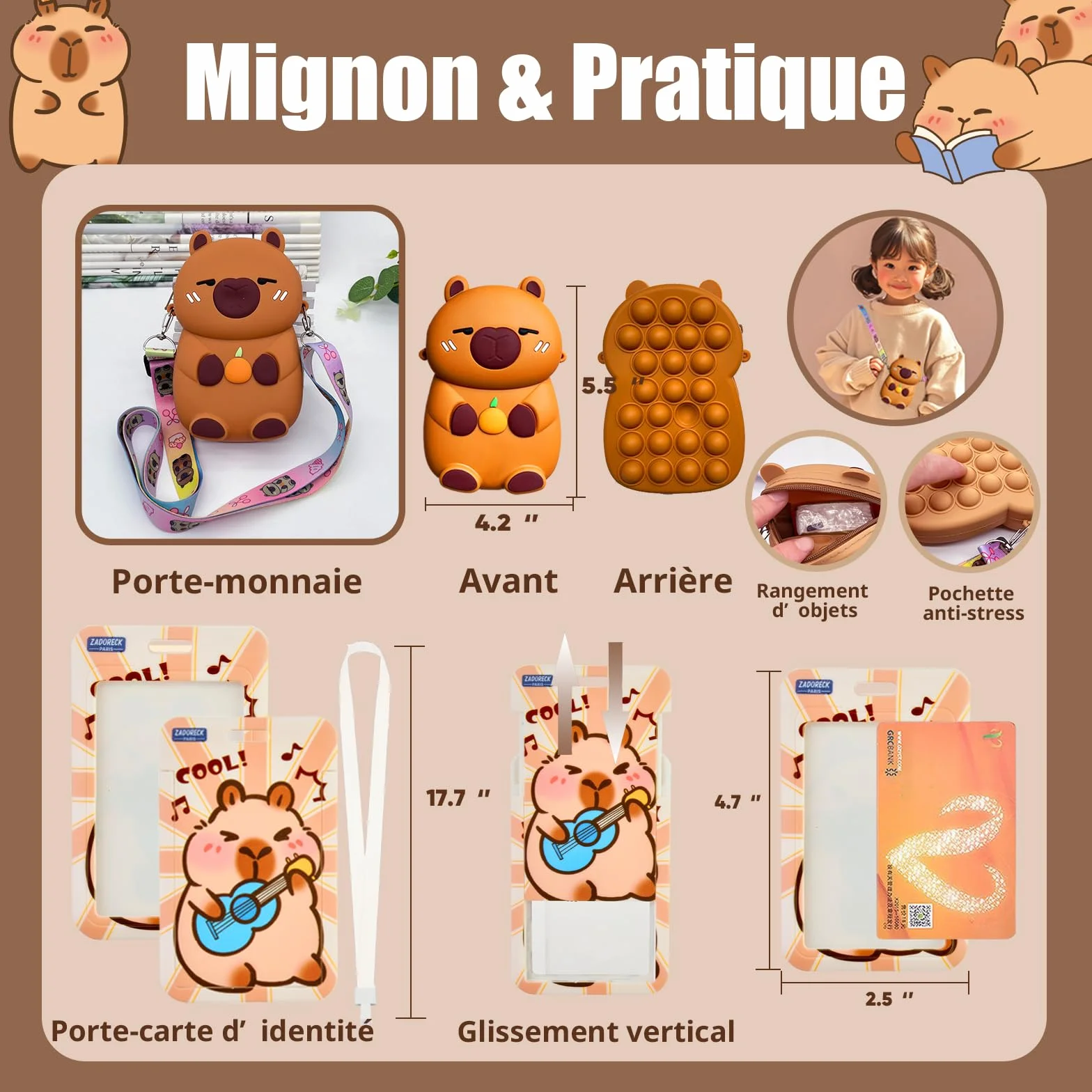 Capybara Ensemble Complet Fournitures Scolaires 30 Pièces Trousse Cadeau Fille Garçon 4-15 Ans