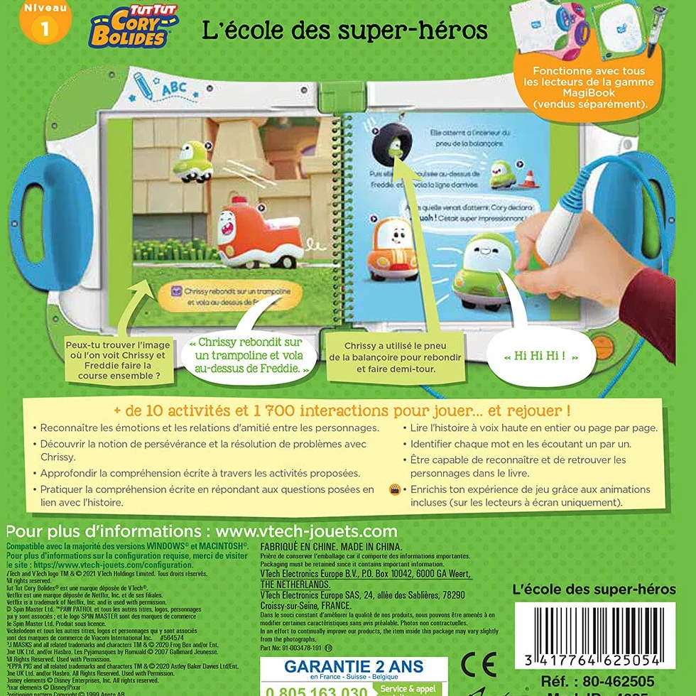 VTech MagiBook Tut Tut Cory Bolides Livre Éducatif Enfant Niveau 1 L'École des Super-Héros Pages Interactives Cadeau 2-5 Ans Français