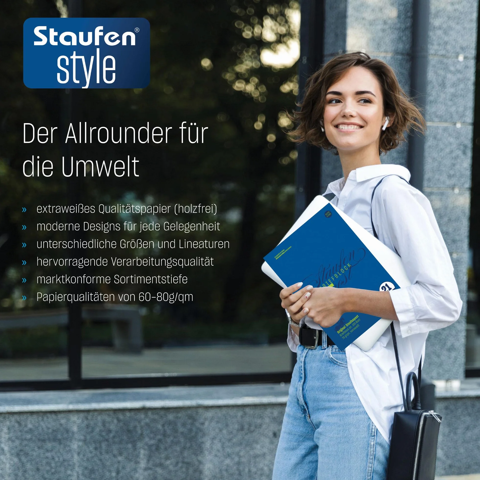Style Staufen Bloc à lettres DIN A4 100 feuilles papier à lettres ligné 70 g/m²