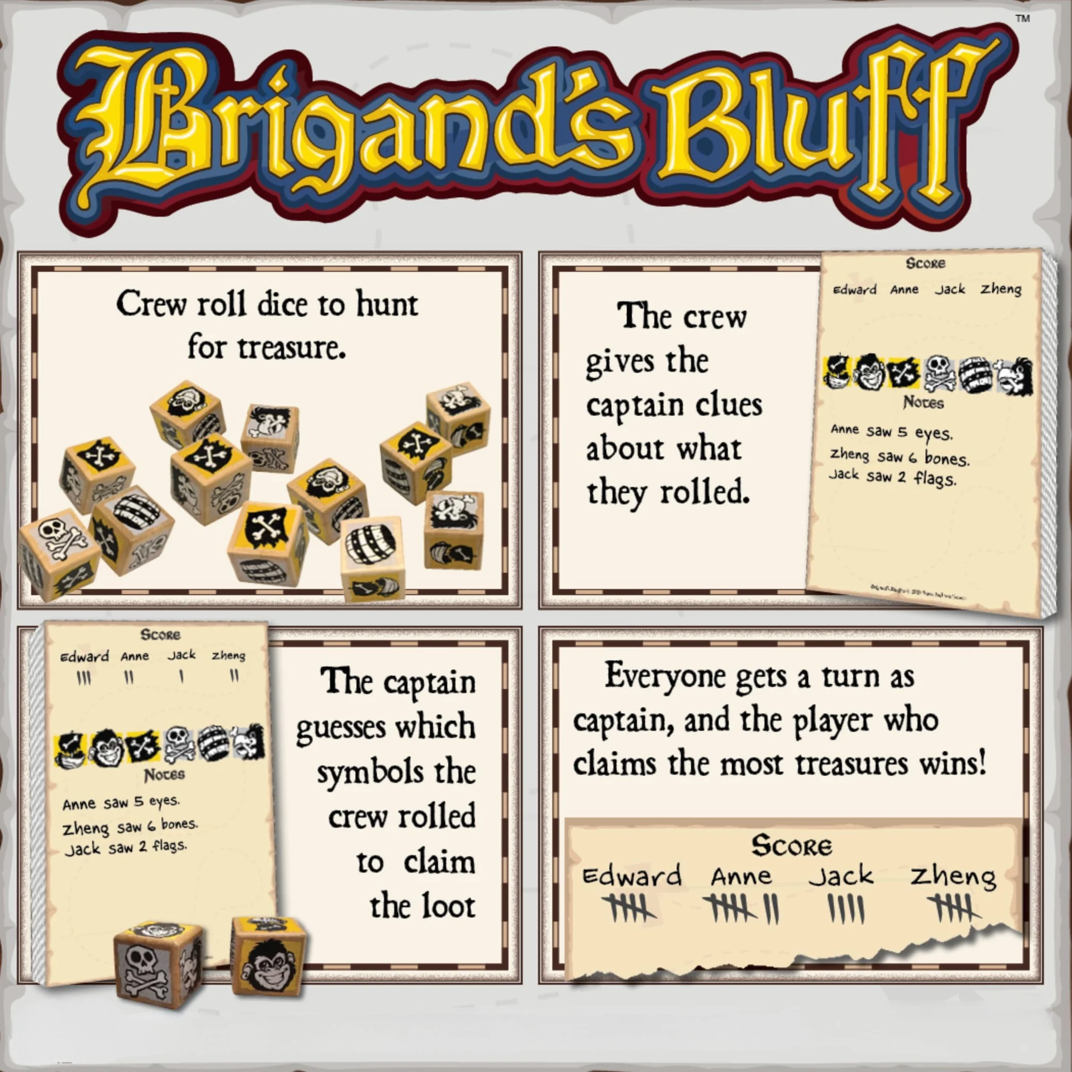 Steve Jackson Games | Brigand's Bluff | Jeu De Dés, Bluff Pirate Et Déduction | 4-6 Joueurs | 30 Minutes