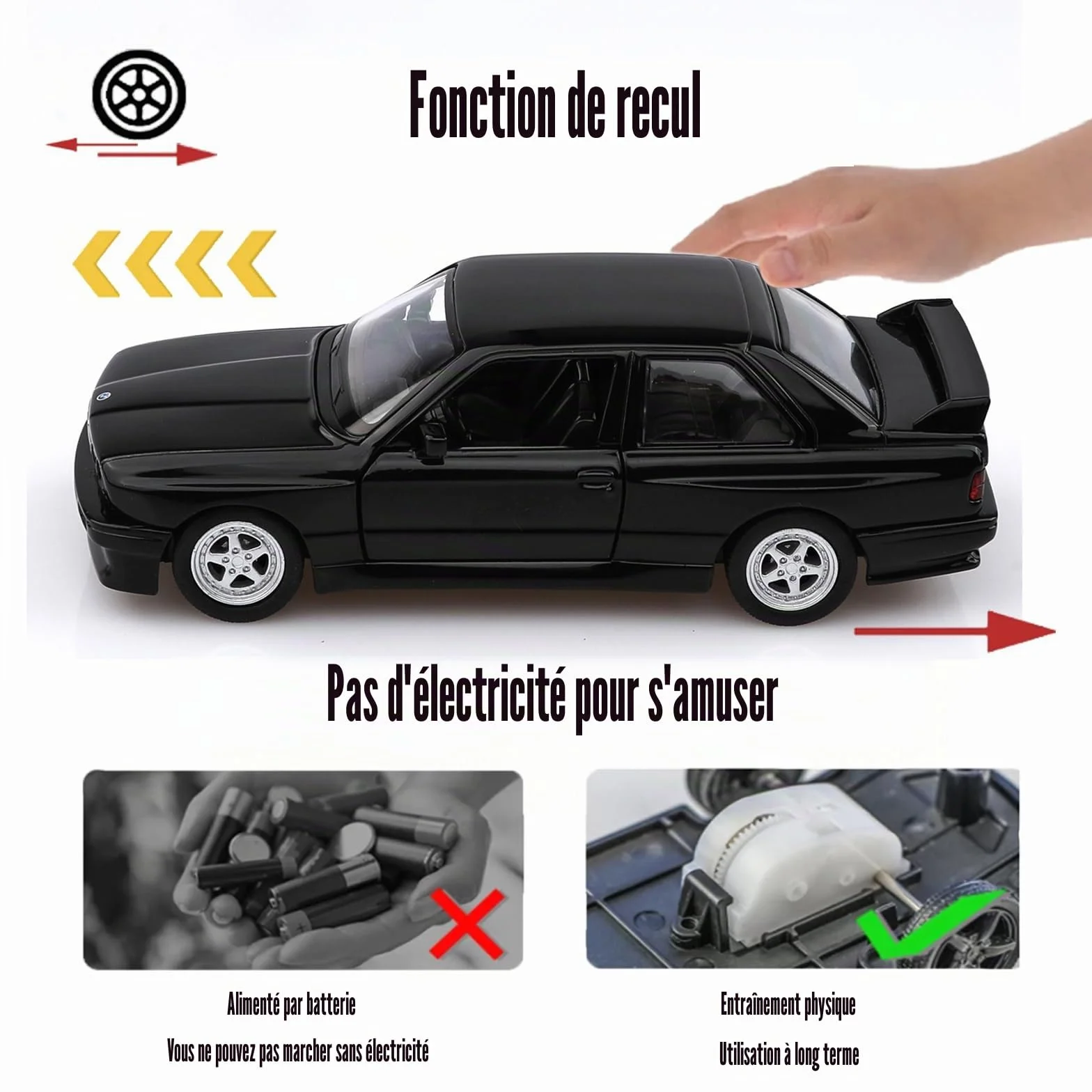 TOKAXI BMW M3 E30 1987 Voiture Miniature Diecast Échelle 1/36 Noir