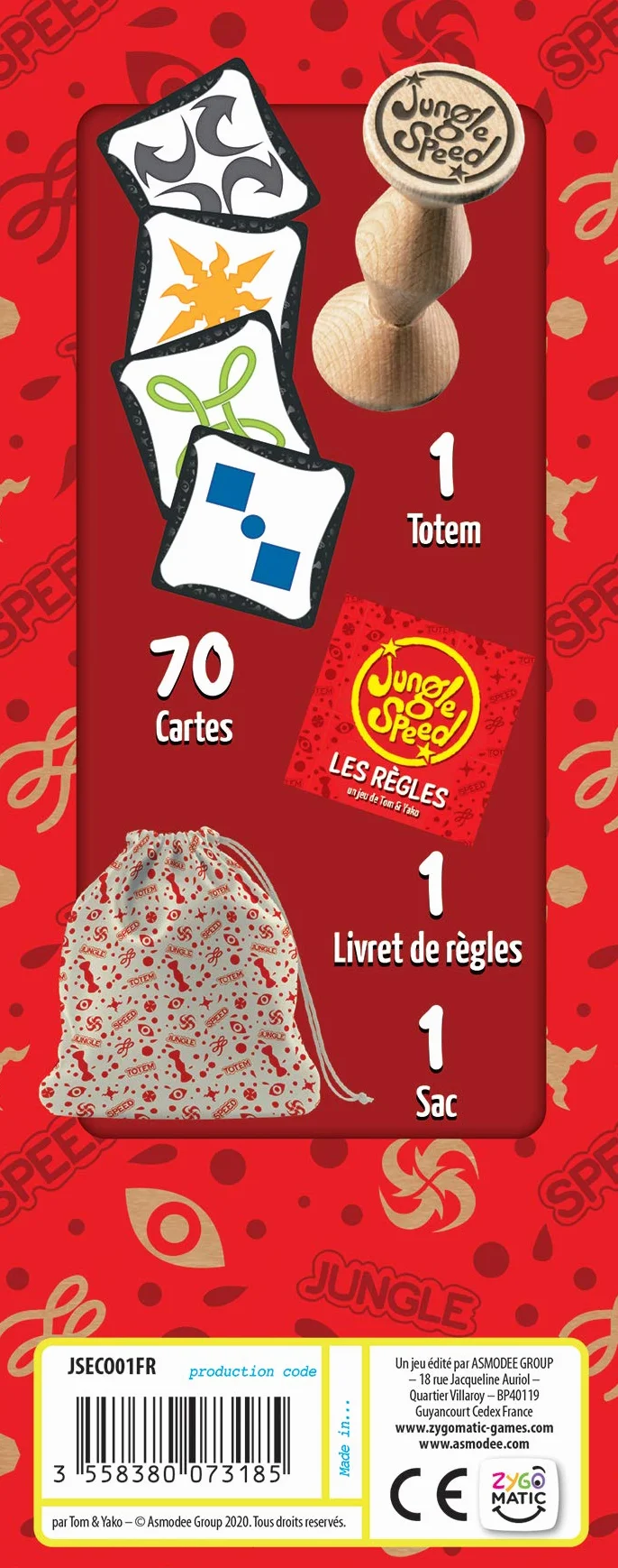 Asmodee Jungle Speed Classique Jeu de Rapidité Enfants 7 Ans 2-10 Joueurs Version Bois Eco-Responsable
