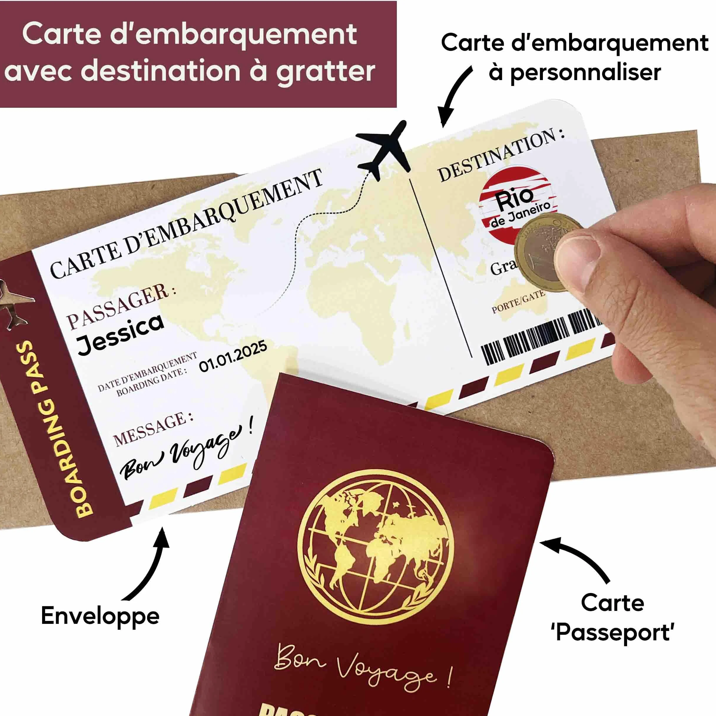 Carte Cadeau Voyage Carte Embarquement Personnalisée
