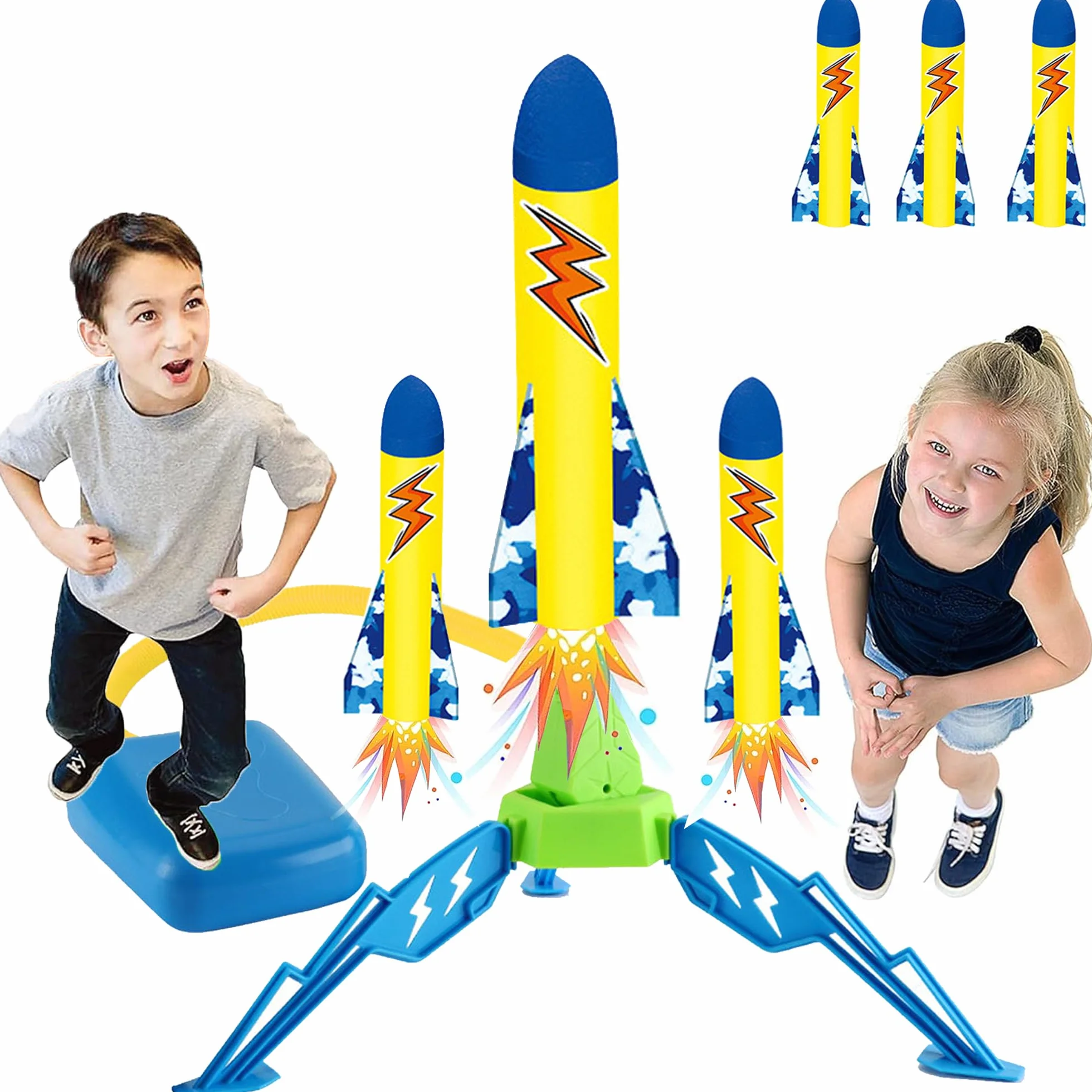 Lanceur de Fusée à Pédale pour Enfant 3-9 Ans, Jeux Extérieur, Cadeau Anniversaire Noël