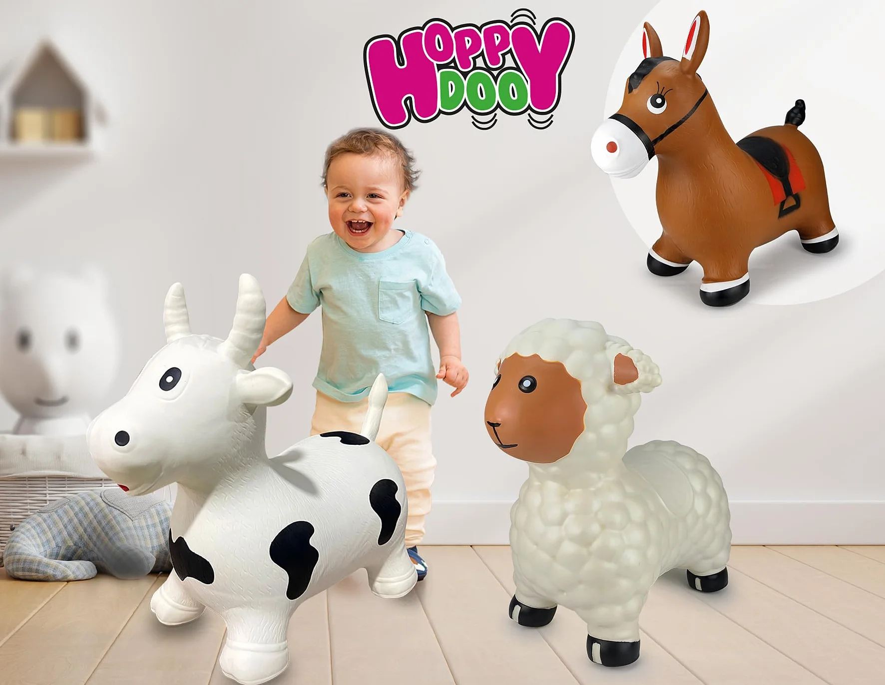 Jamara Animal Sauteur Mouton Blanc Pompe 50 kg Oreilles Support Equilibre