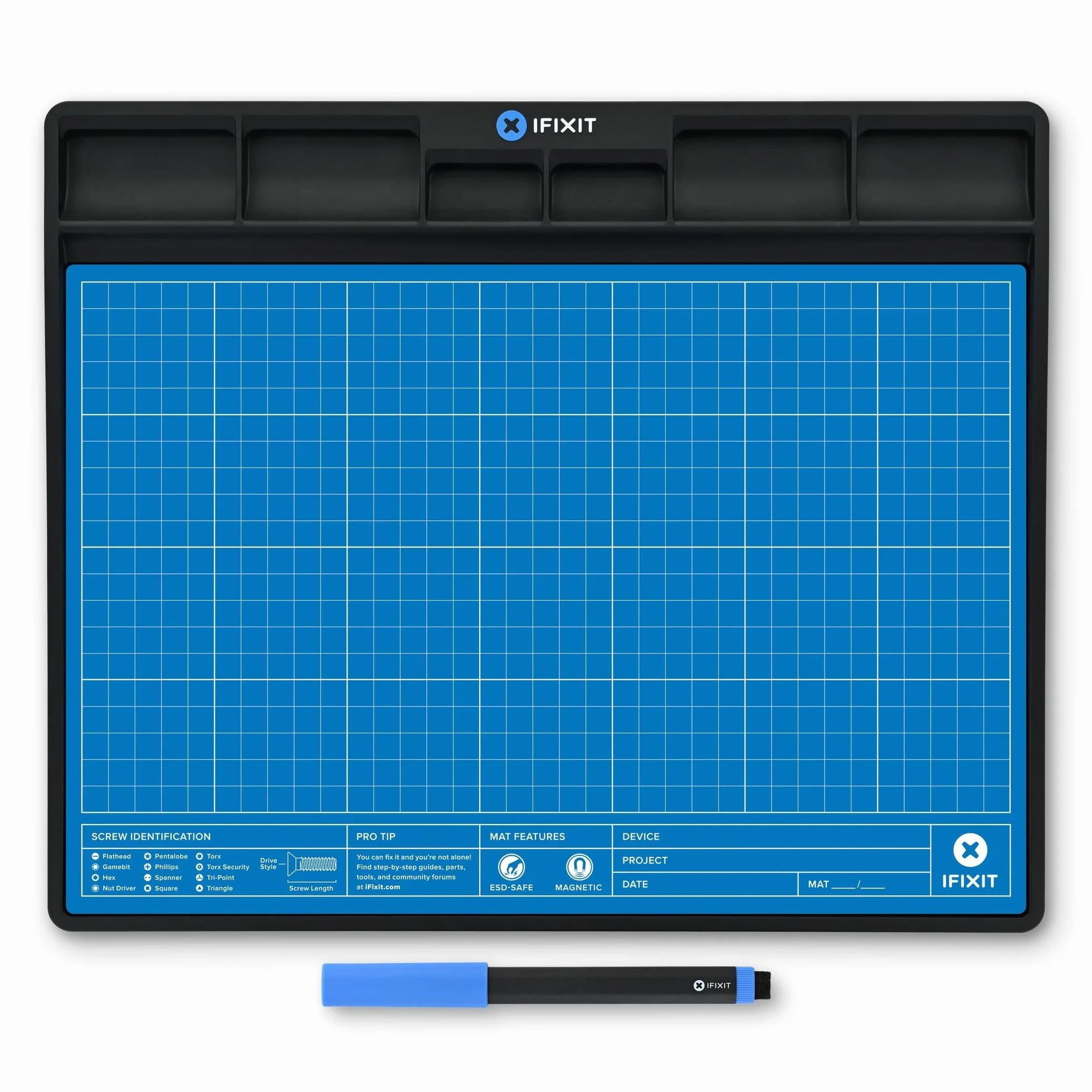 iFixit FixMat tapis de travail magnétique antistatique inscriptible avec stylo pour réparations électroniques