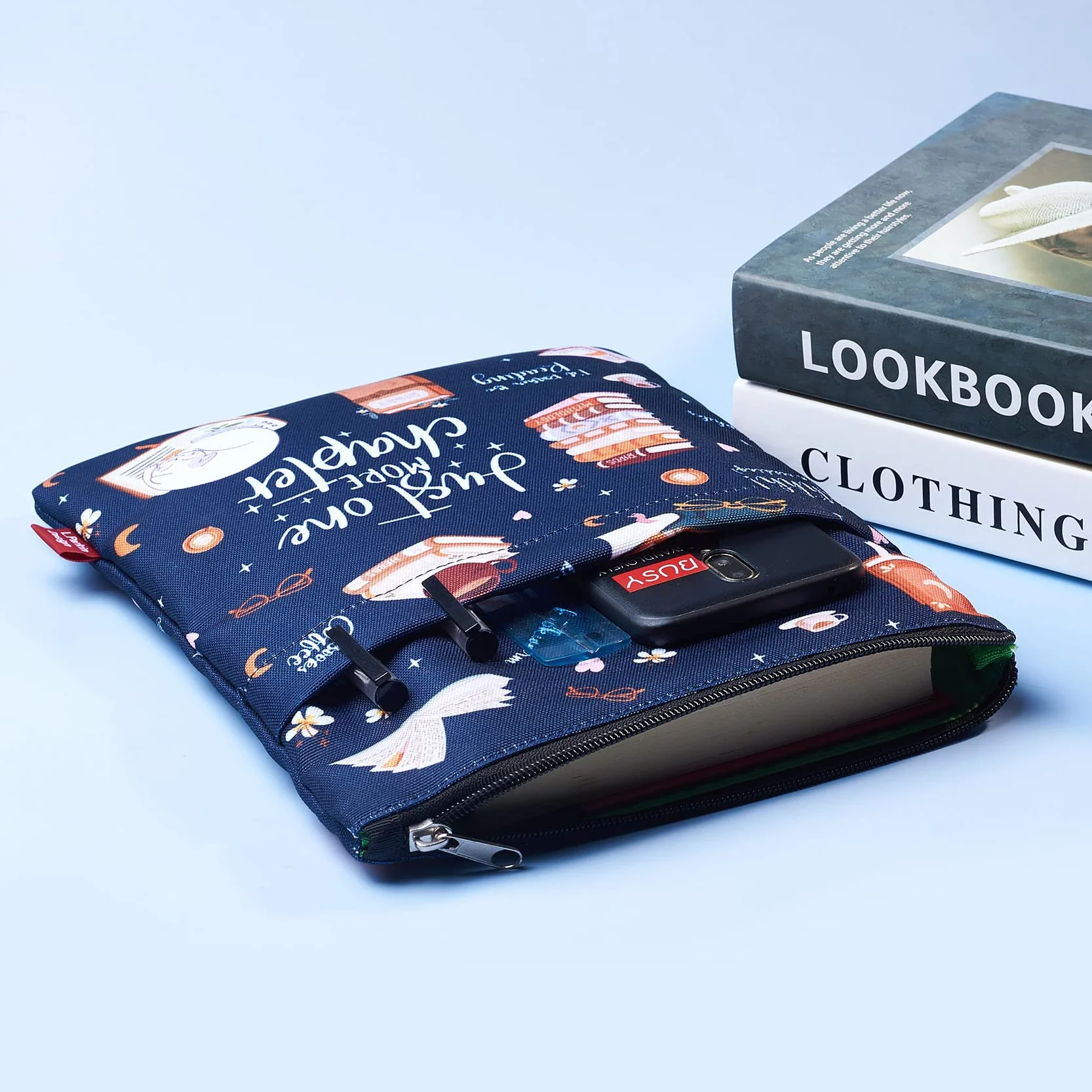 Pochette imperméable pour livre en toile 27,9 x 21,6 cm avec fermeture éclair et poche avant