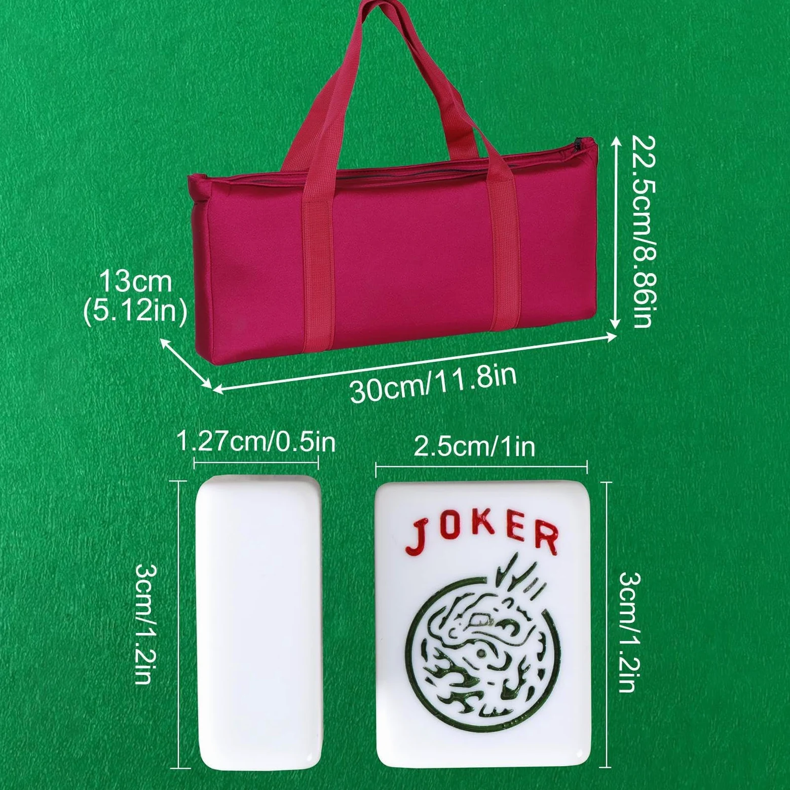 Générique Jeu Complet De Mahjong - 166 Tuiles avec Sac De Transport Portable | Accessoires Complets Dés Et Règles Portable pour Apprentissage Maison Adultes Débutants Et Seniors