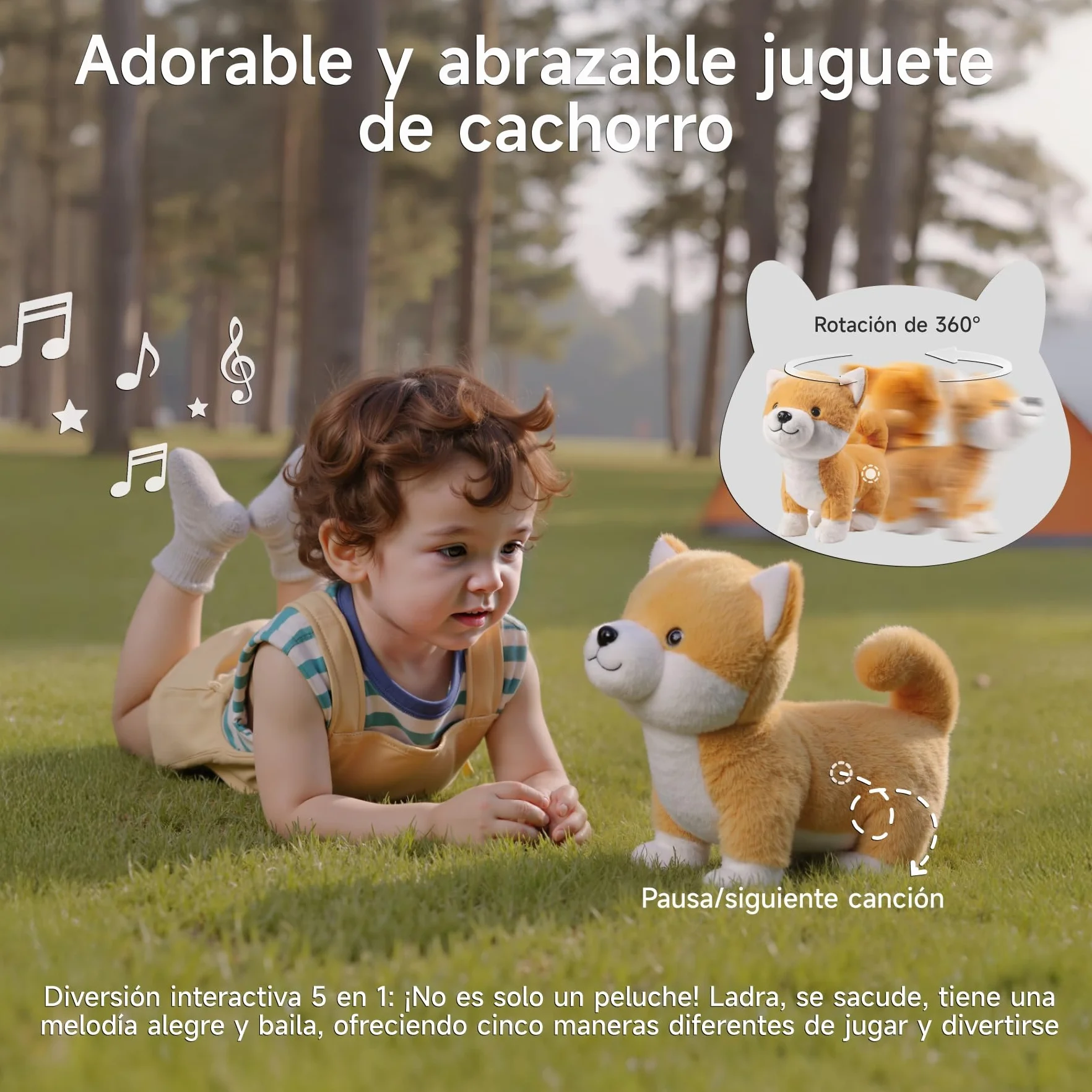Chien en Peluche Interactif Qui Aboie et Chante, Jouet Électronique Réaliste pour Enfants