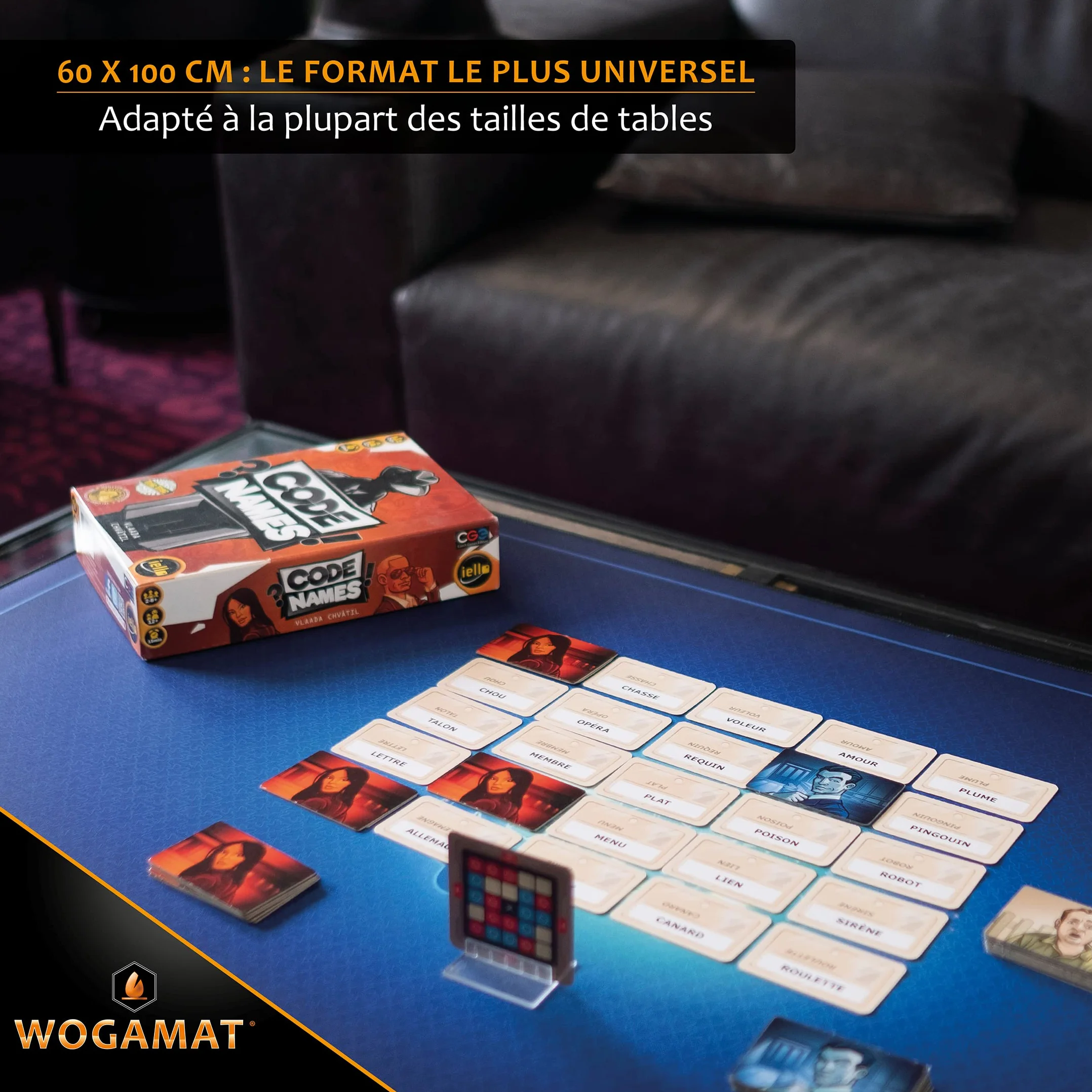 Tapis MULTIJEUX Saphir Bleu 60x100 cm - Tapis de Jeux de Cartes, Plateau, Dés - Antidérapant, Silencieux, Épais, Lavable