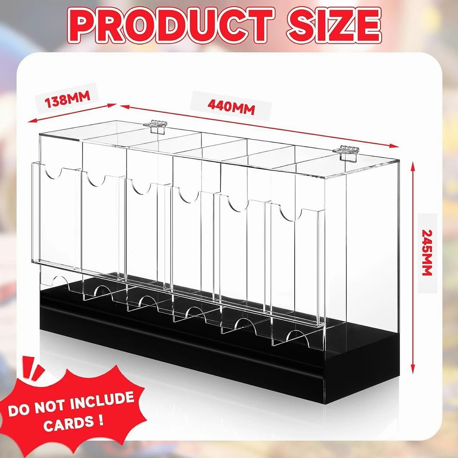 Distributeur de Boosters 6 Compartiments Boîte de Rangement Présentoir de Cartes Organisateur de Paquets Vitrine Acrylique Accès Fluide Aux Sachets en, Noir