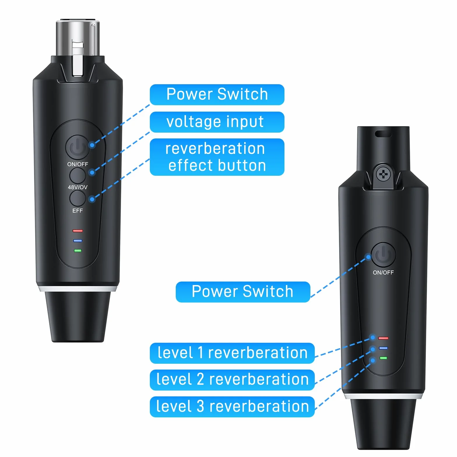 Microphone sans fil XLR 2,4 GHz émetteur récepteur 1 à 2 pour chant discours public 50-100 m