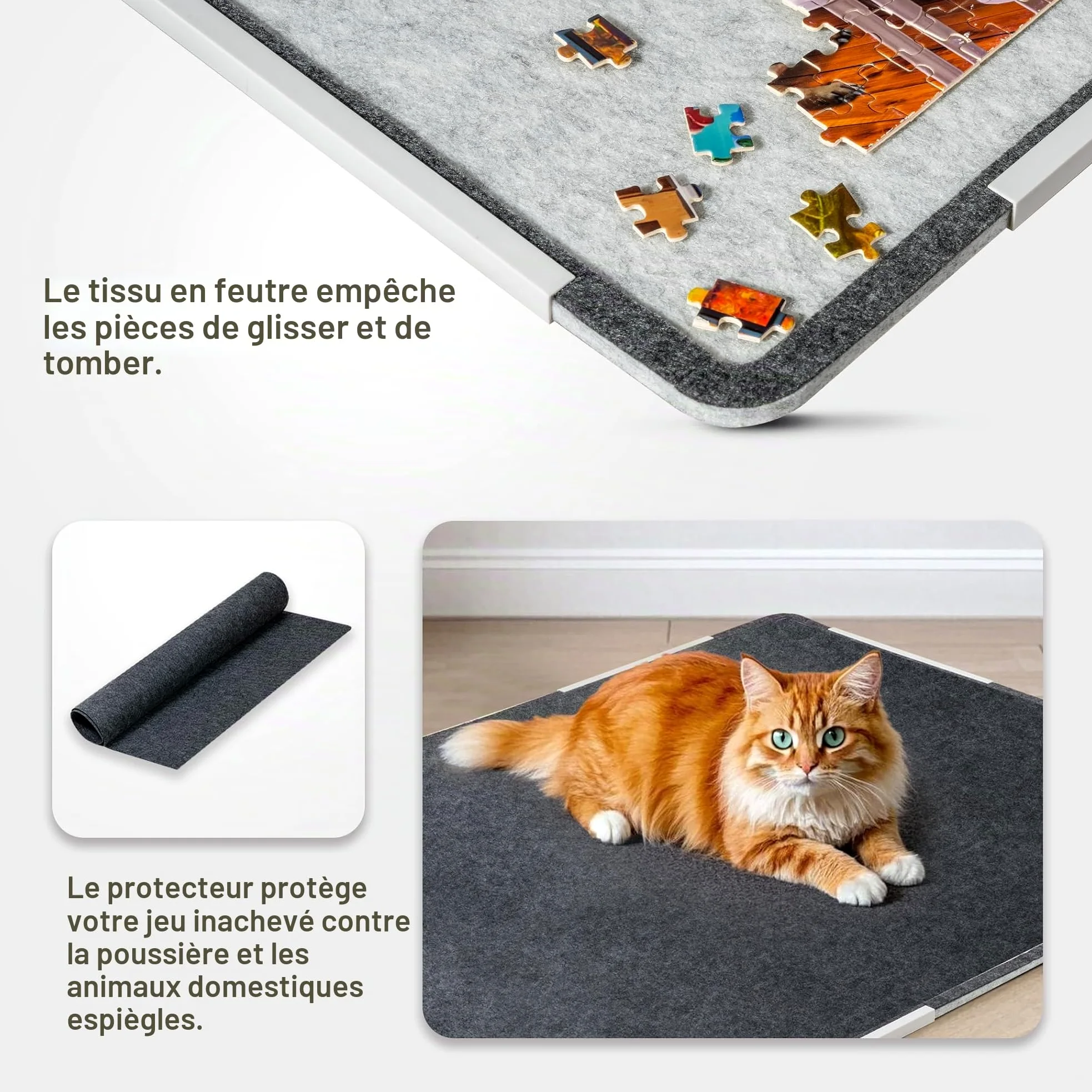 Tektalk Planche à Puzzle Pliable de 2 000 pièces en Feutre, Puzzle Jigsaw avancé pour Adultes, avec 6 Plateaux de tri colorés et Housse de Rangement en Feutre