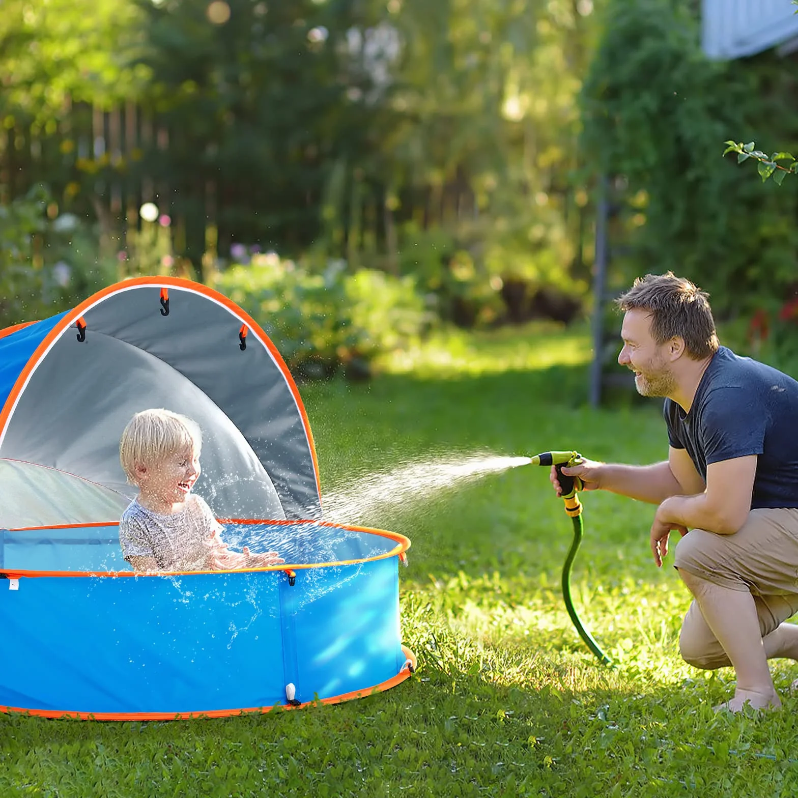 Peradix Splash Pool tente de plage 4 en 1 pour bébé avec abri solaire UV auvent moustiquaire pop-up portable