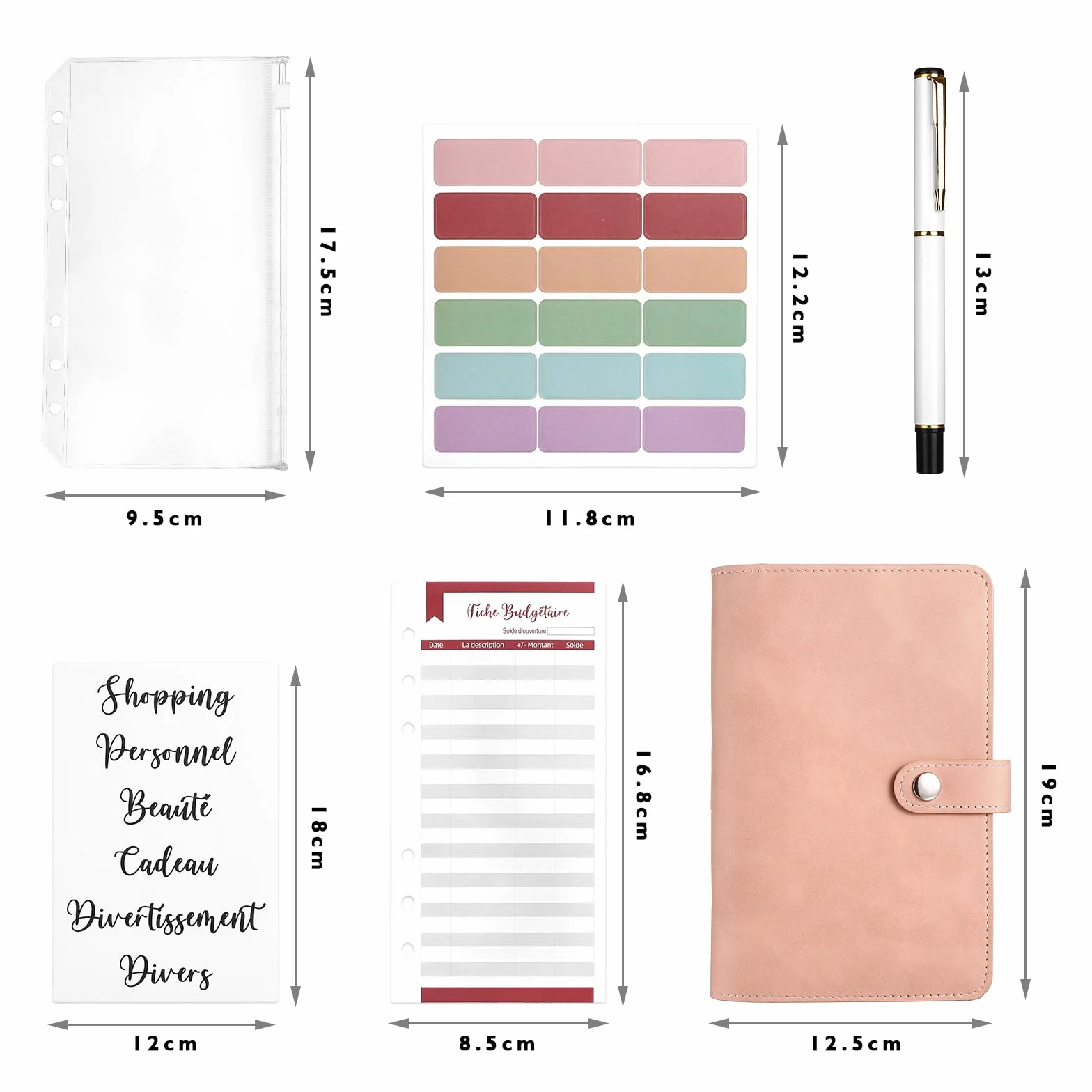 Kesote Enveloppe Budget Français Classeur Budget Planner Carnet Argent 14 Budgets 24 Feuilles 3 Autocollants 54 Étiquettes 1 Stylo A6 Rose