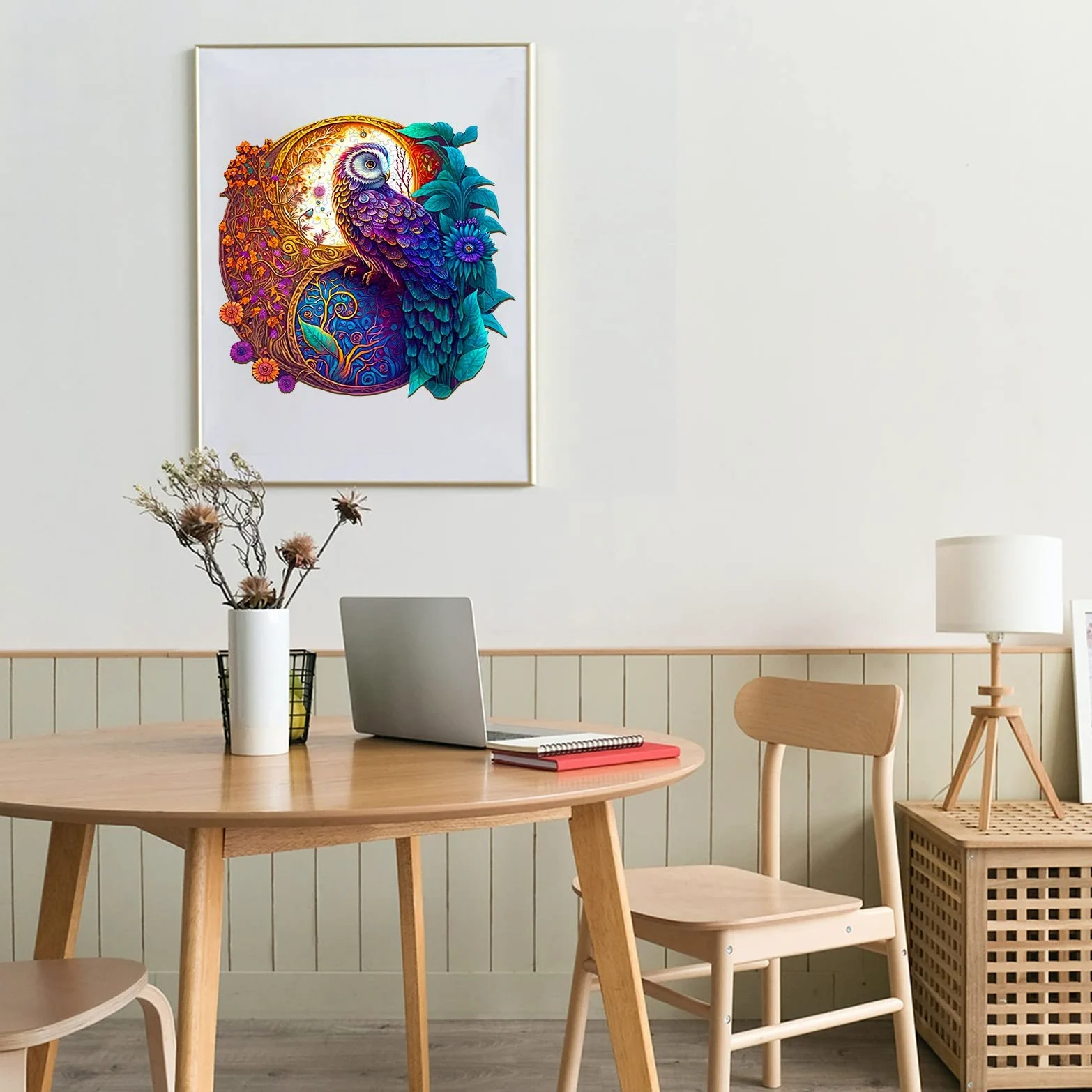 Puzzle Bois Adulte, Puzzle en Bois Animaux, Chouette Yin et Yang Puzzles en Bois Animal Unique pour Adulte, Wooden Puzzles 700pcs-XL-20 * 20in