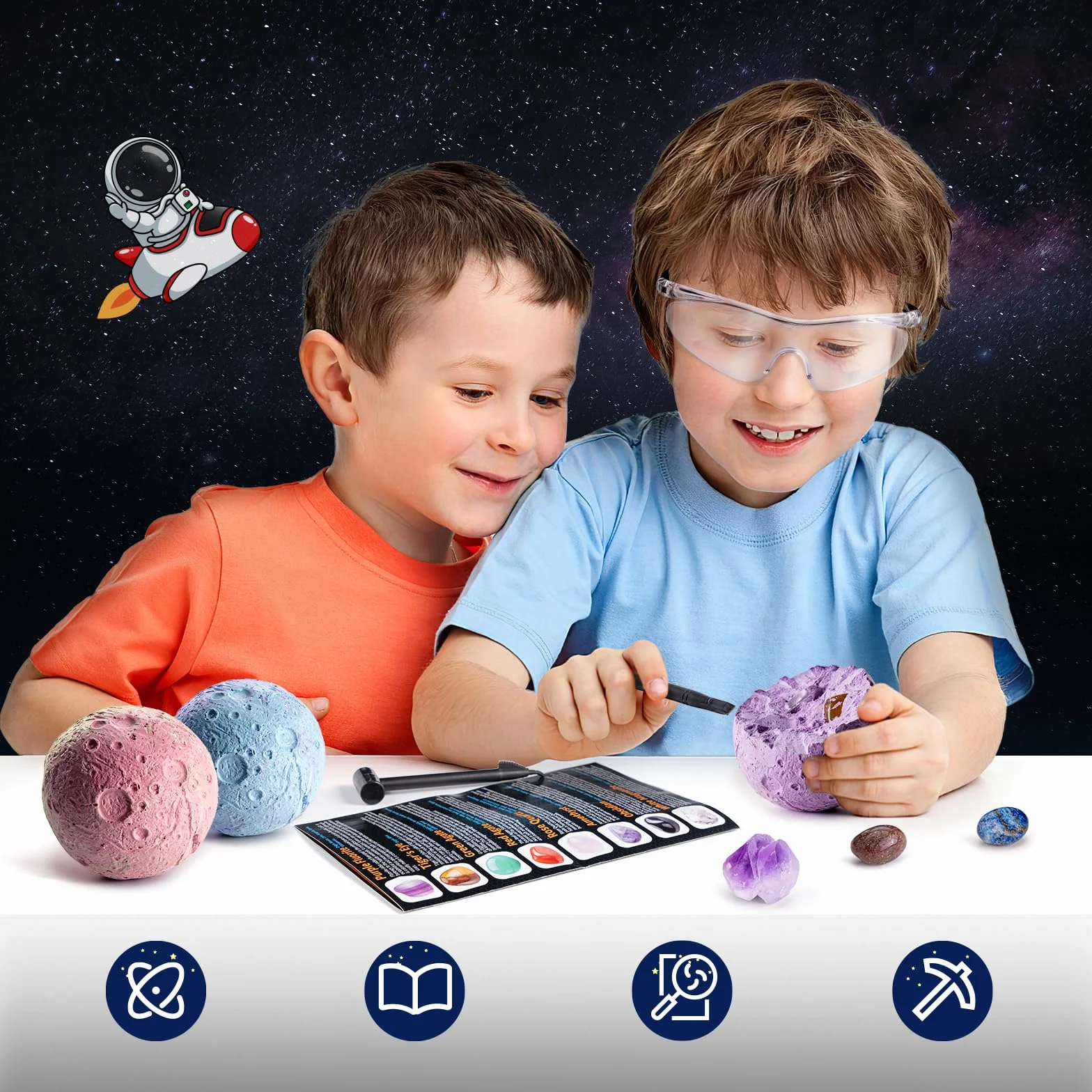 GobiDex Cristaux Pierres Précieuses Fossiles Minéraux Naturels Archéologie Enfant 6-10 Ans Kit Excavation