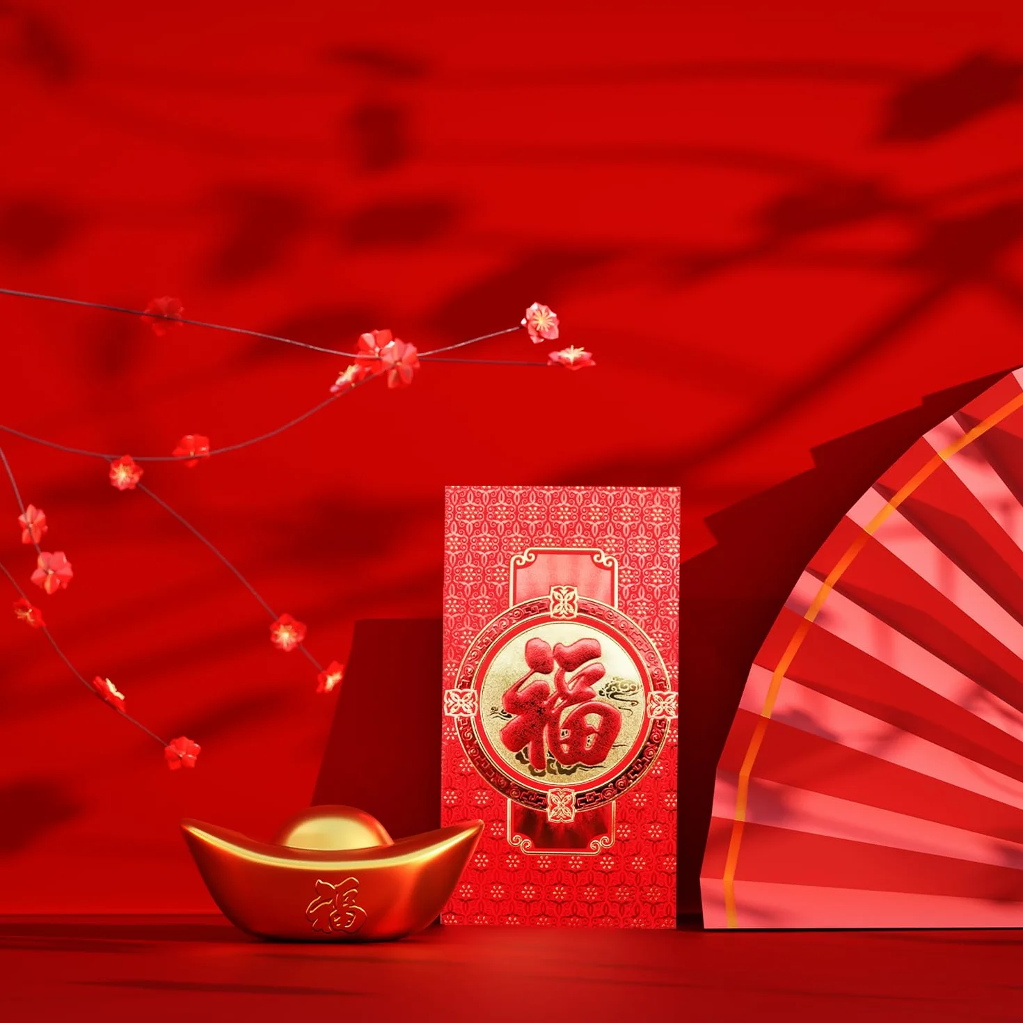 Lot de 24 enveloppes rouges chinoises Hong Bao Grande taille pour Nouvel An chinois, mariage