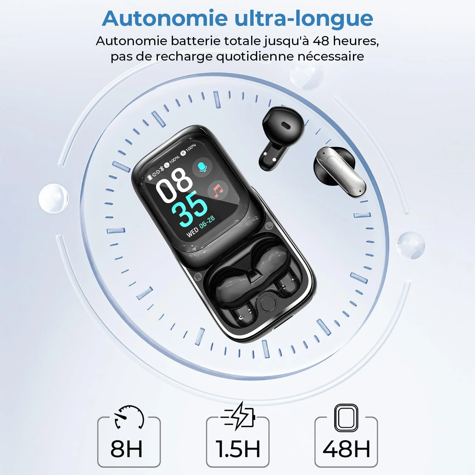 Écouteur Traducteur Instantané 165 Langues 11 Modes Bluetooth 6.0 48H Autonomie Écran Tactile LED