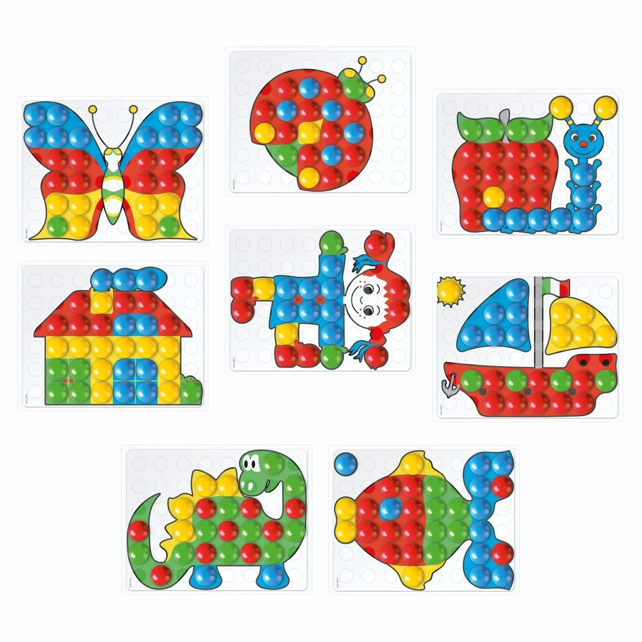 Quercetti Fantacolor Junior 48 Mosaique Enfant 3D à Gros Boutons, Valisette Portable, Jeu 3 Ans