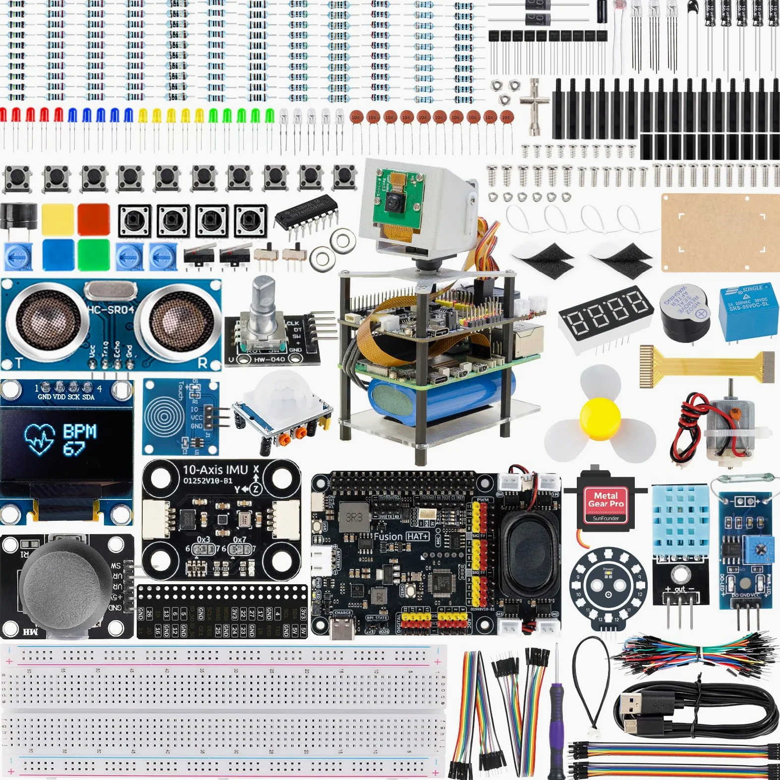 SUNFOUNDER AI Fusion Lab Kit pour Raspberry Pi 5/4/3B+/Zero 2w, Multi-LLMs ChatGPT/Gemini/Grok, OpenCV & MediaPipe, Python, cours vidéo pour les ingénieurs en herbe