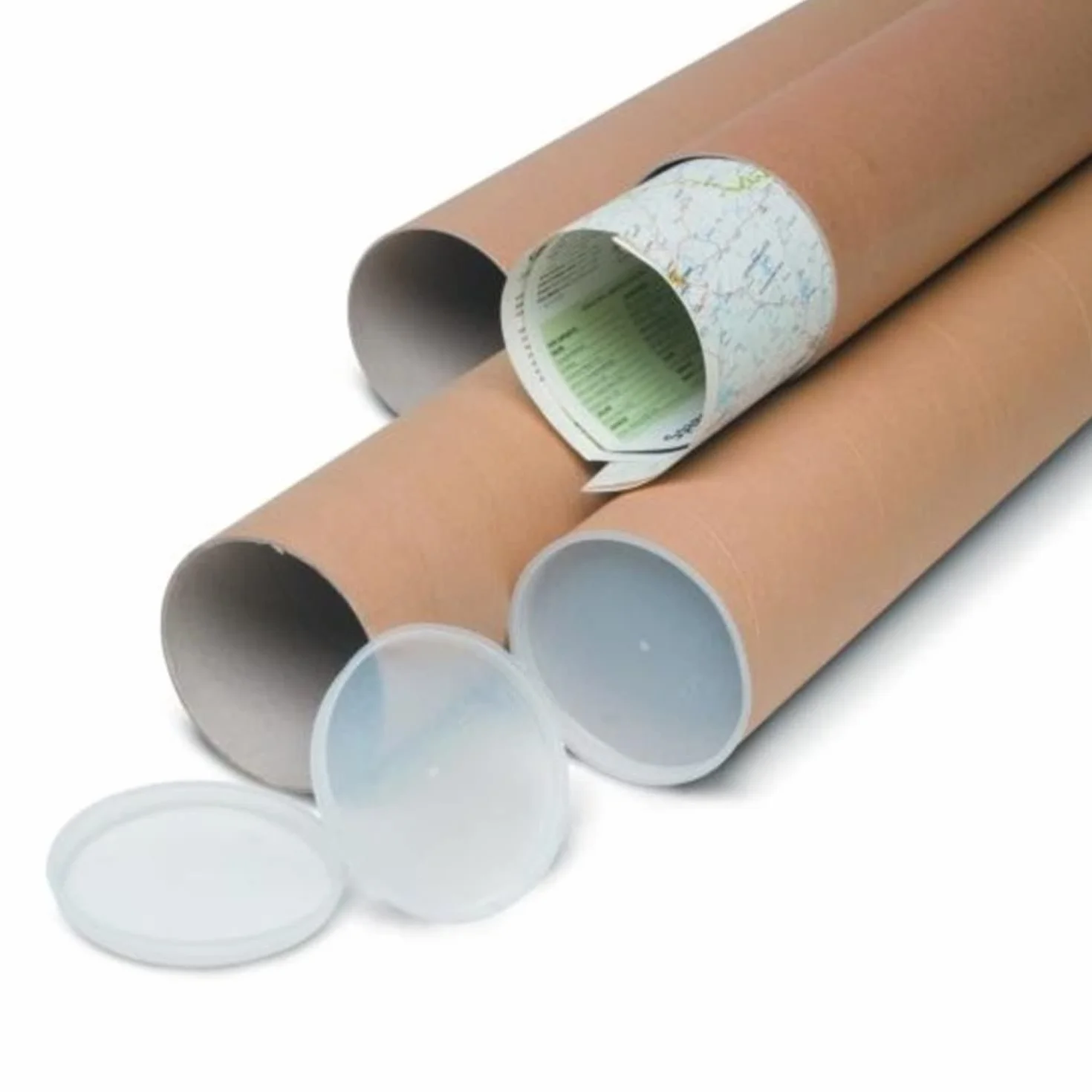 Tubes en carton résistants pour expédition 35 x 7 cm Lot de 10 avec bouchons en plastique A4 A3