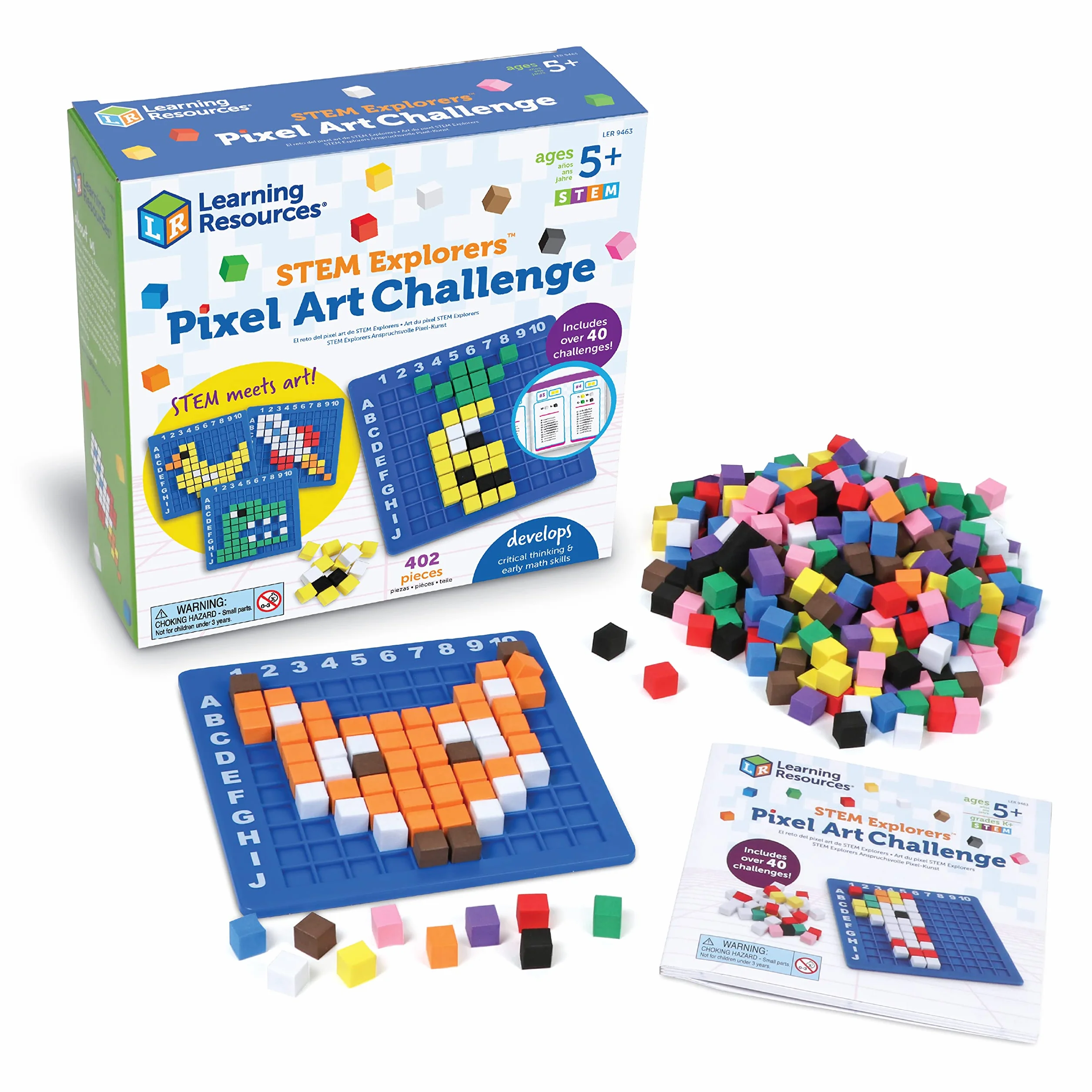 Learning Resources STEM Explorers Pixel Art Challenge, Jeu éducatif Codage sans écran 5-8 Ans, 400 Pixels, Base 10x10