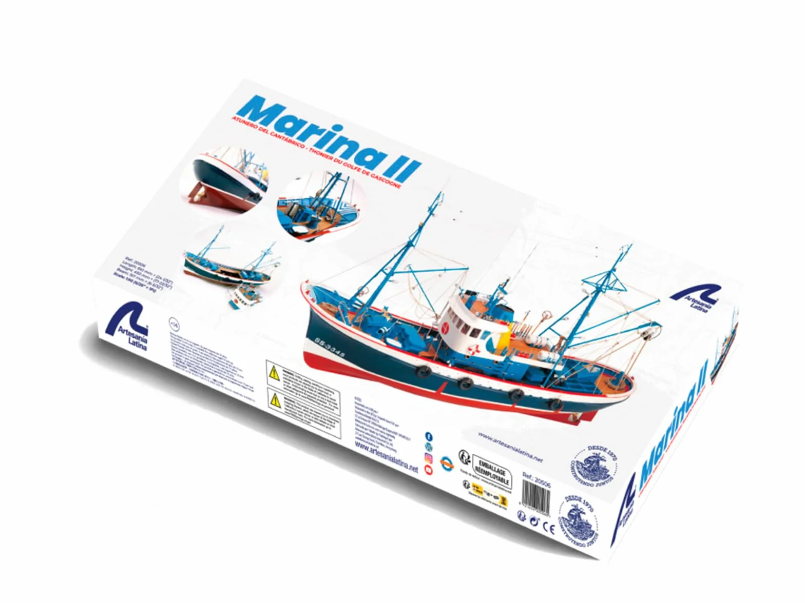 Artesanía Latina Maquette Bateau Bois Thonier Mar Cantábrico Marina II Échelle 1:50 Modèle 20506 Niveau Avancé