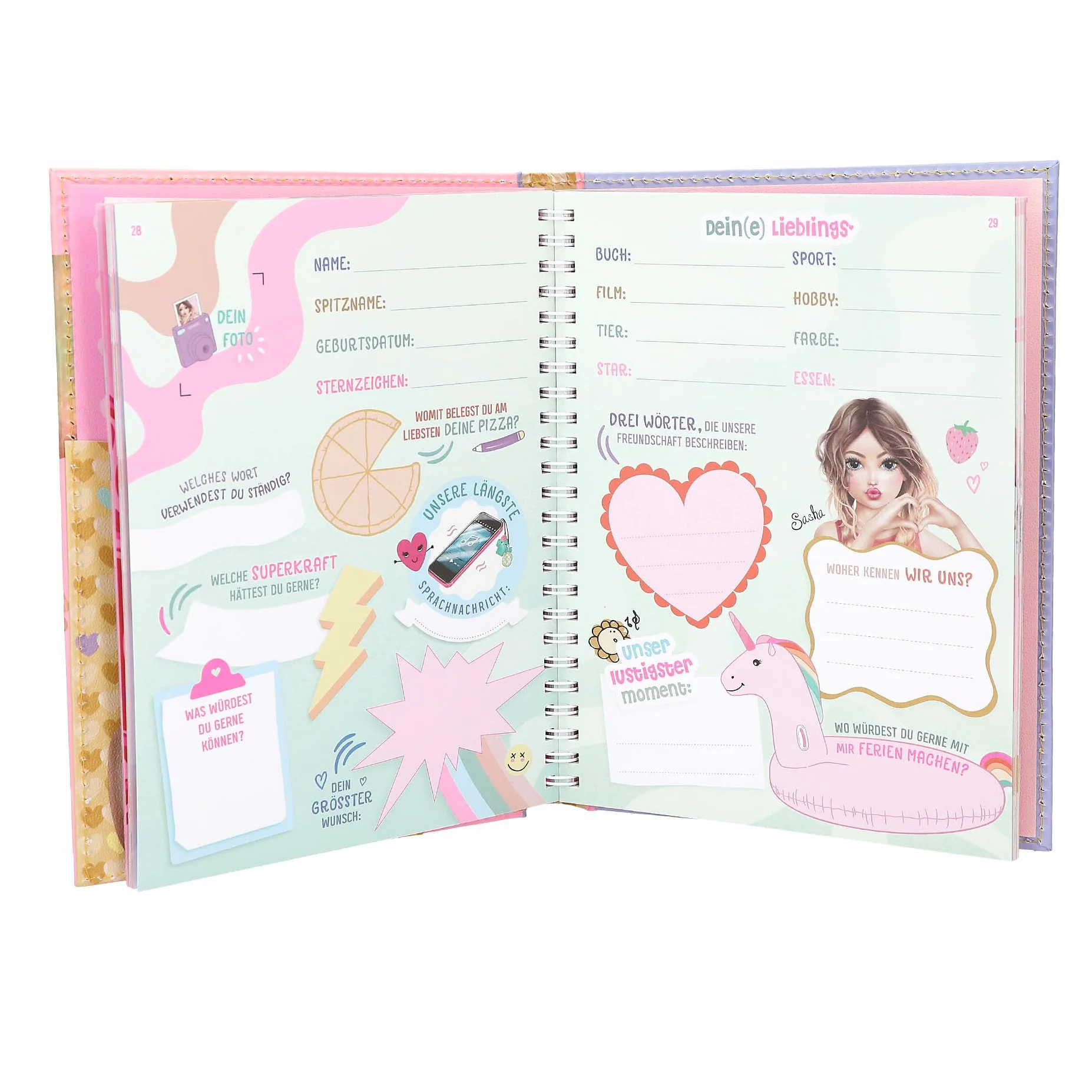 Depesche TOPModel Livre des Meilleures amies Rose Motif Mannequin 110 Pages