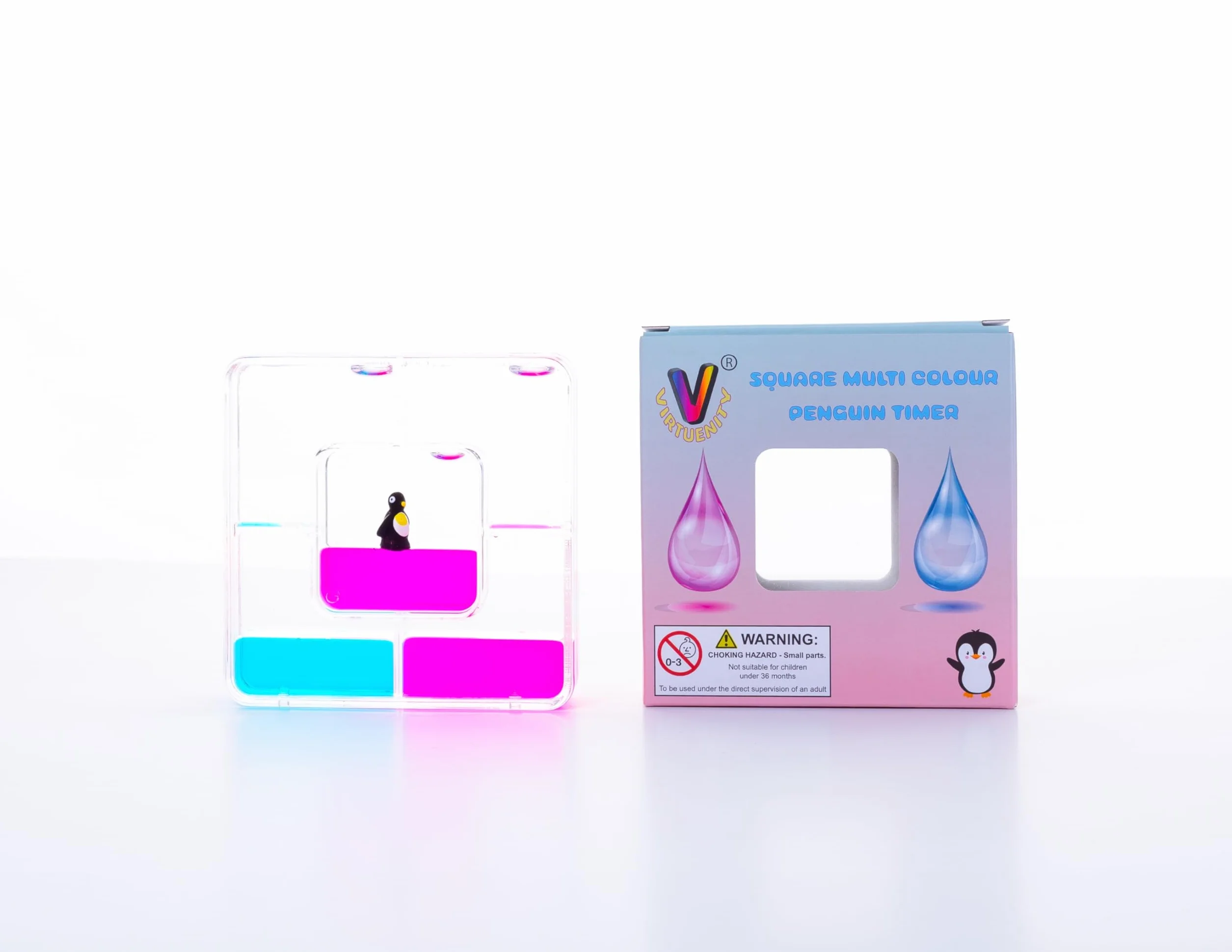Liquid Sensory Square Penguin Timer pour Autisme, Besoins sensoriels, TDAH, Réduction Stress Anxiété