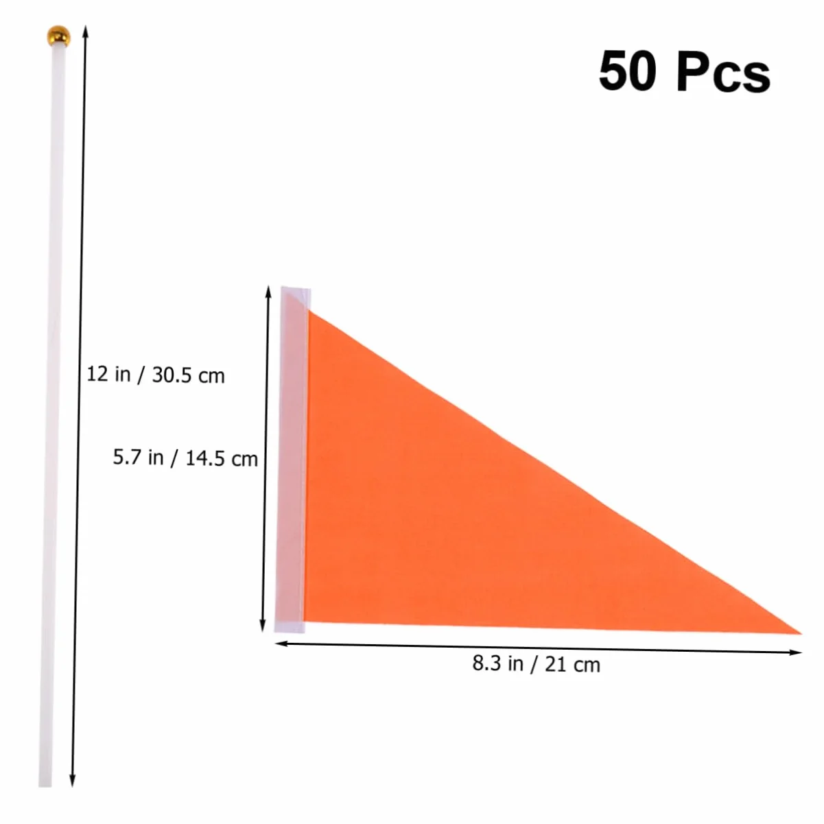 BESPORTBLE 50 Pièces Bannière Triangulaire Orange en Polyester et Plastique Portable