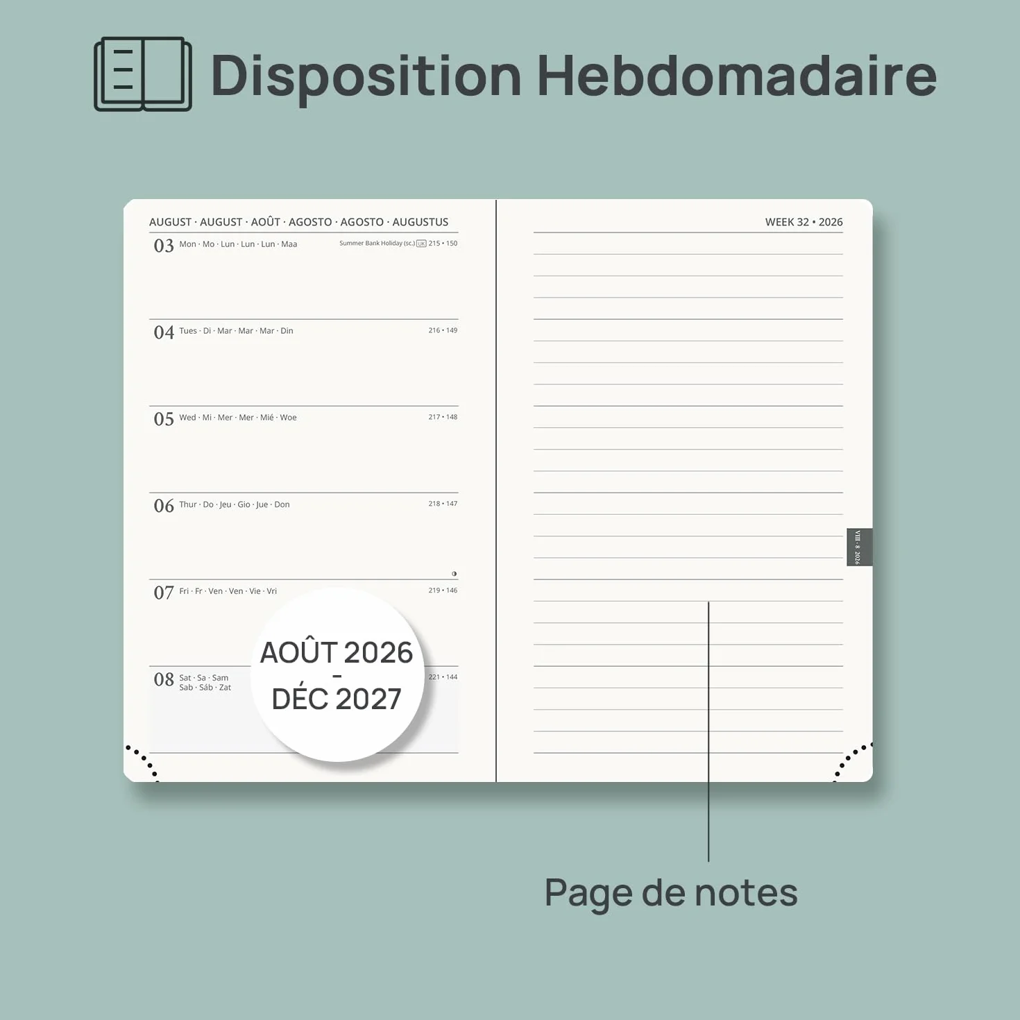 POPRUN Agenda De poche 2026 2027 A6 Semainier 16 x 10,5 cm Couverture Souple PU Cuir Papier 80g/m² Magenta